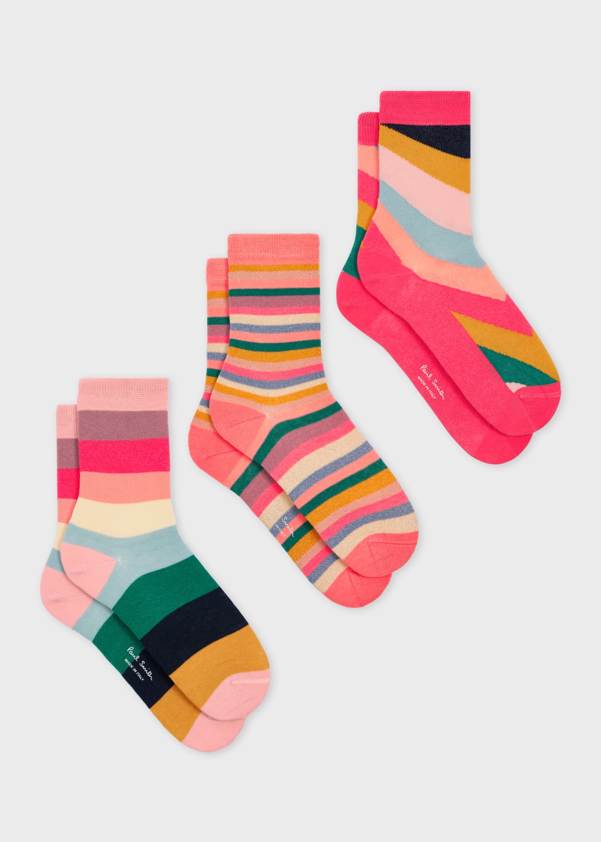 【関税&送料込】Paul Smith Pack Of Three Socks Men's Tri-Colour 'Signature Stripe' Socks Three Pack