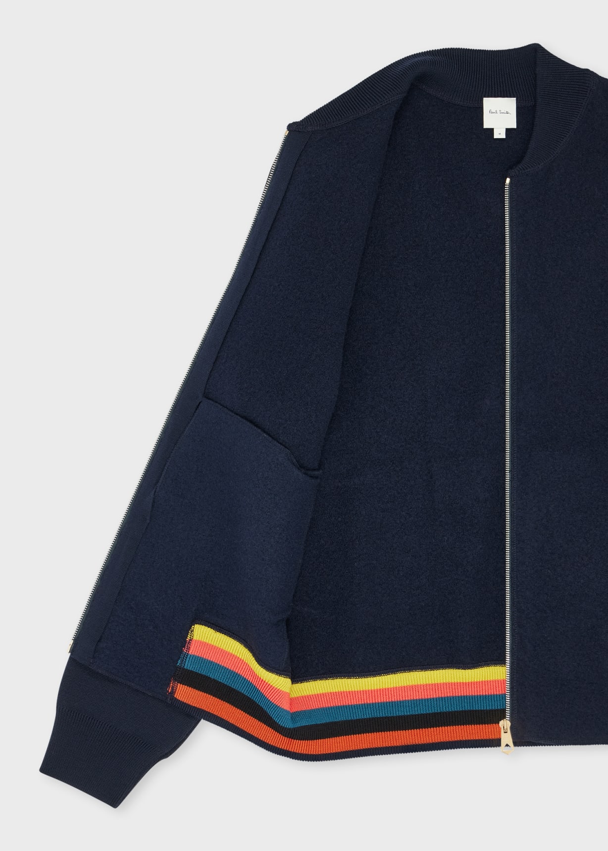 Men's Navy Wool 'Artist Stripe' Zip Bomber Jacket