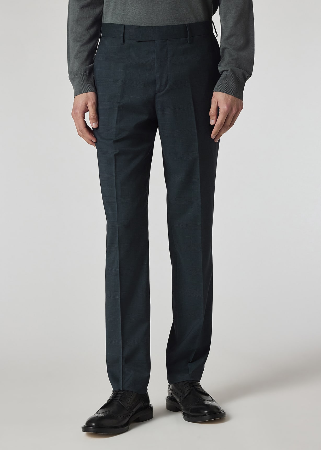 The Soho - Tailored-Fit Dark Green Check Wool Suit