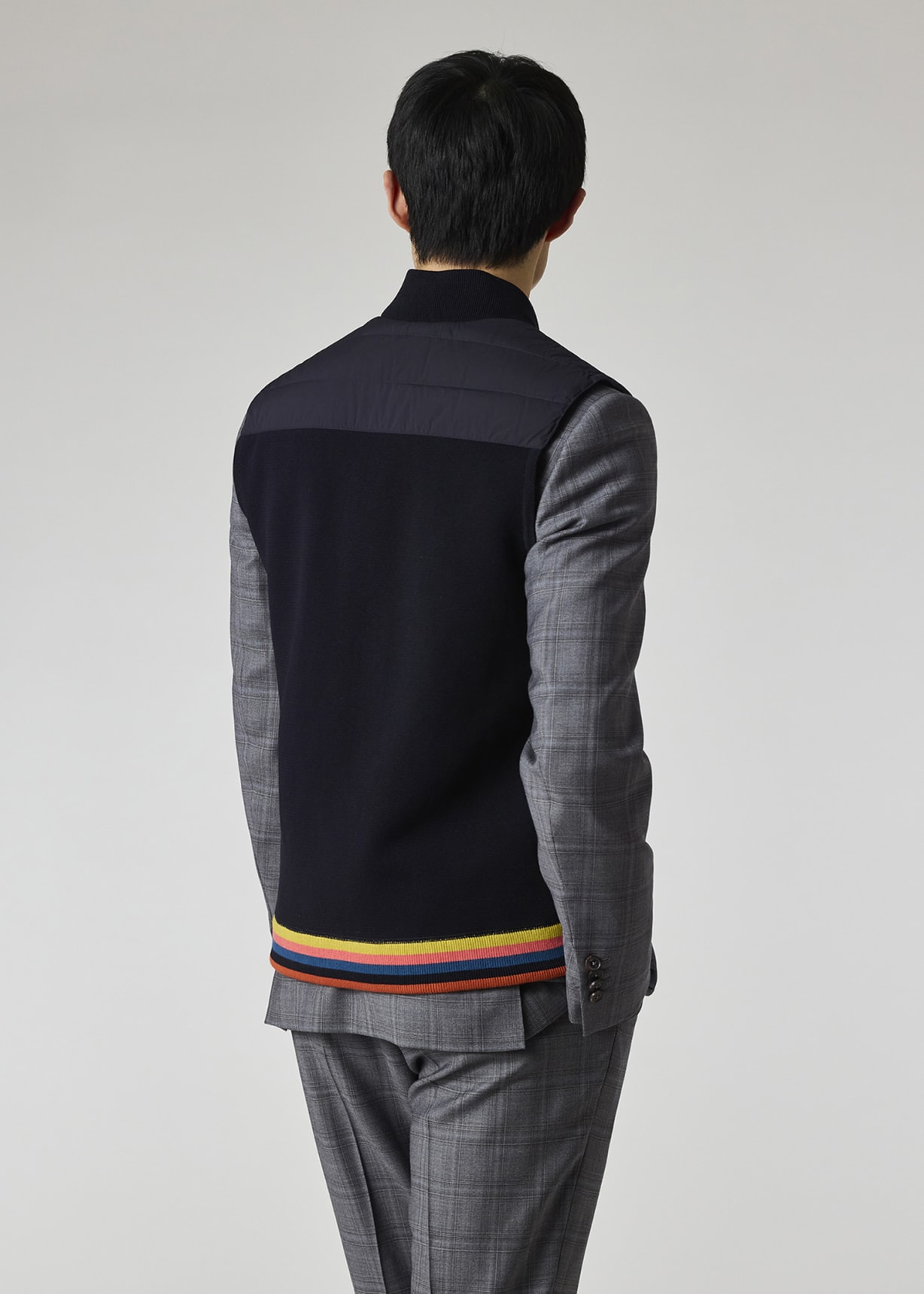 Mens Bound Quilted Gilet Dark Sapphire Navy / Haute Red DHM