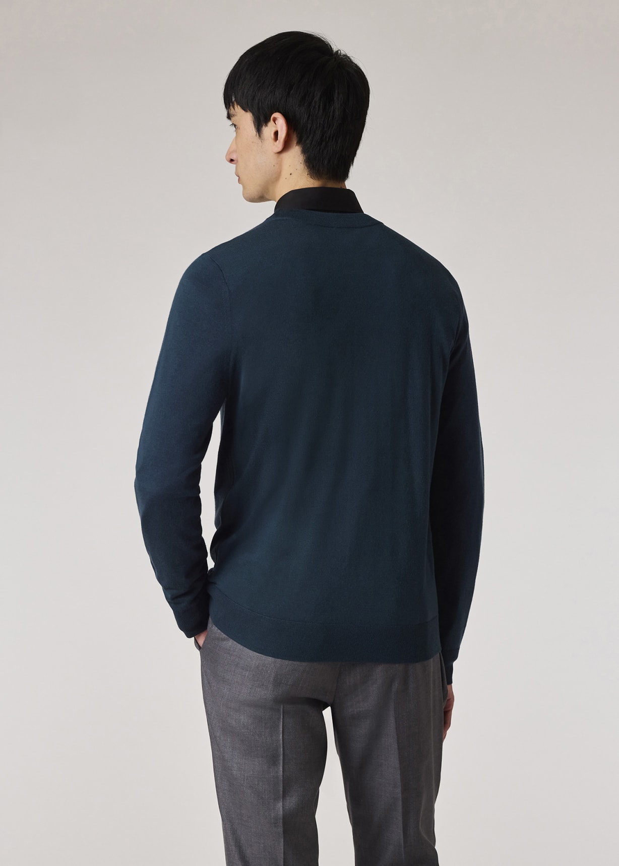 Model View - Petrol Blue Merino Wool Sweater Paul Smith