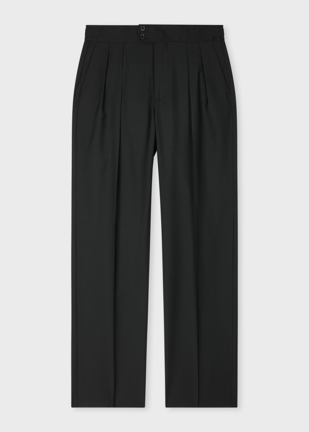 Product view - Black Wool-Mohair Pleat Front Trousers