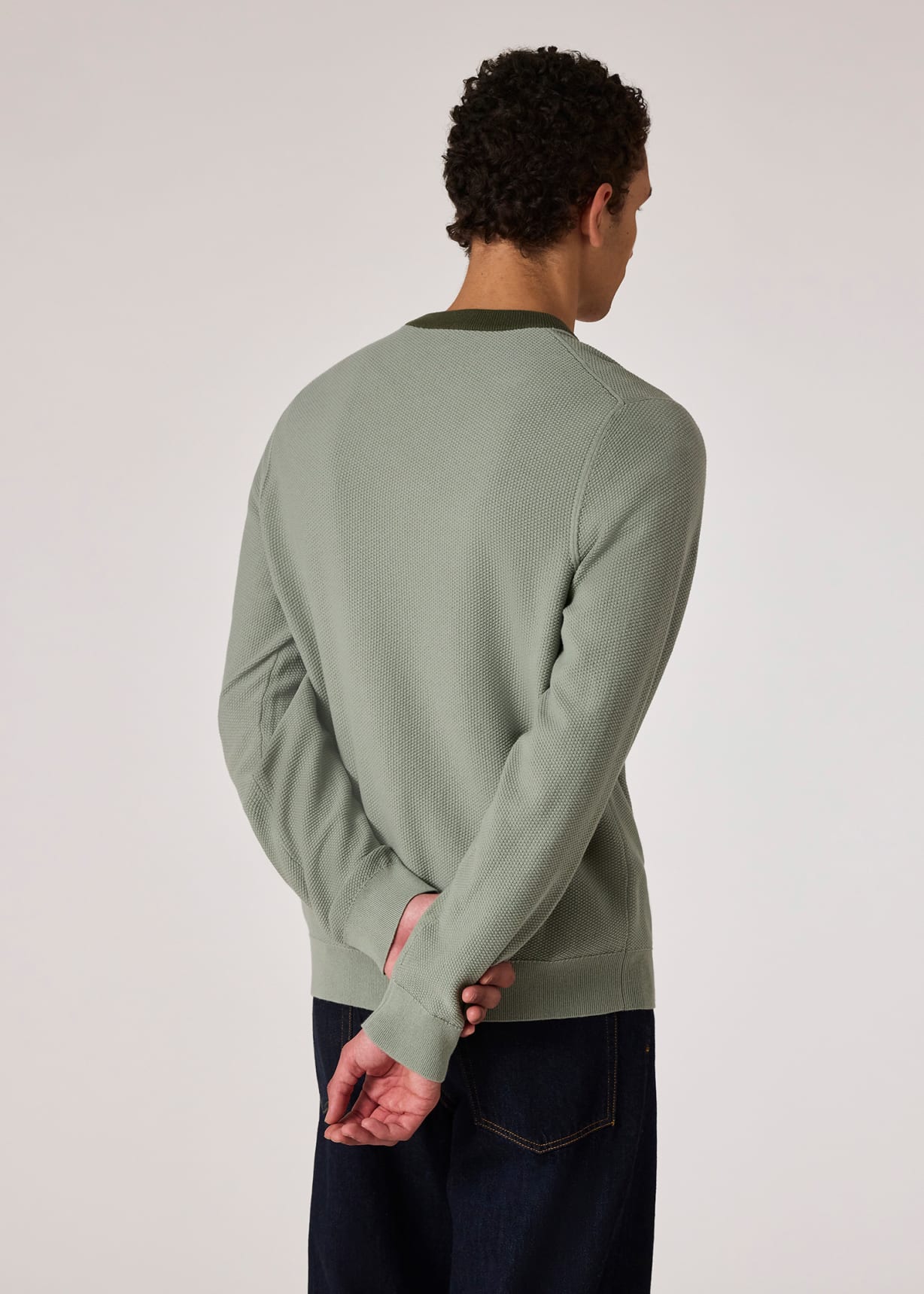 Model view - Sage Green Organic Cotton Sweater Paul Smith