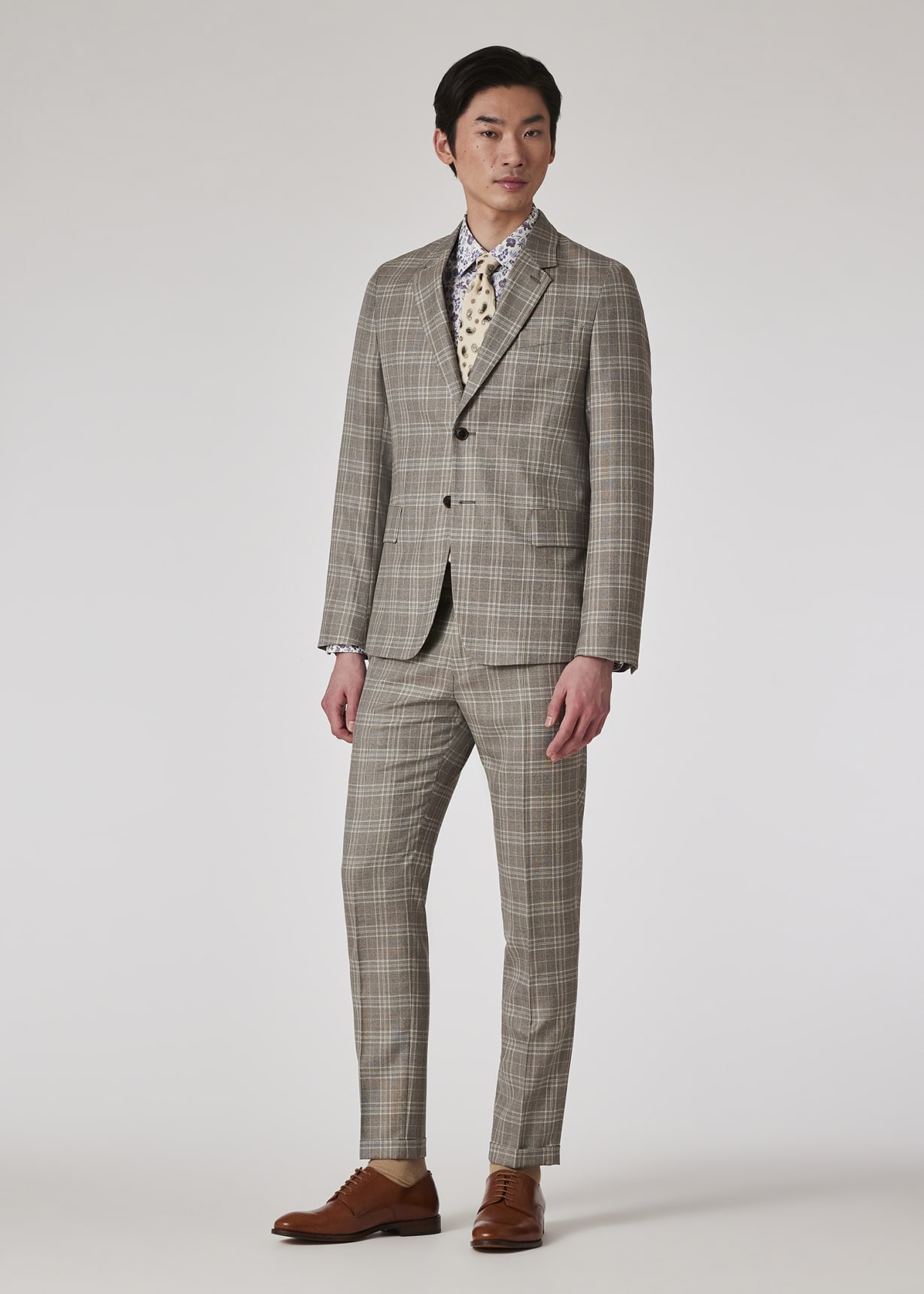 Model View - White Tailored-Fit 'Pencil Floral' Shirt Paul Smith