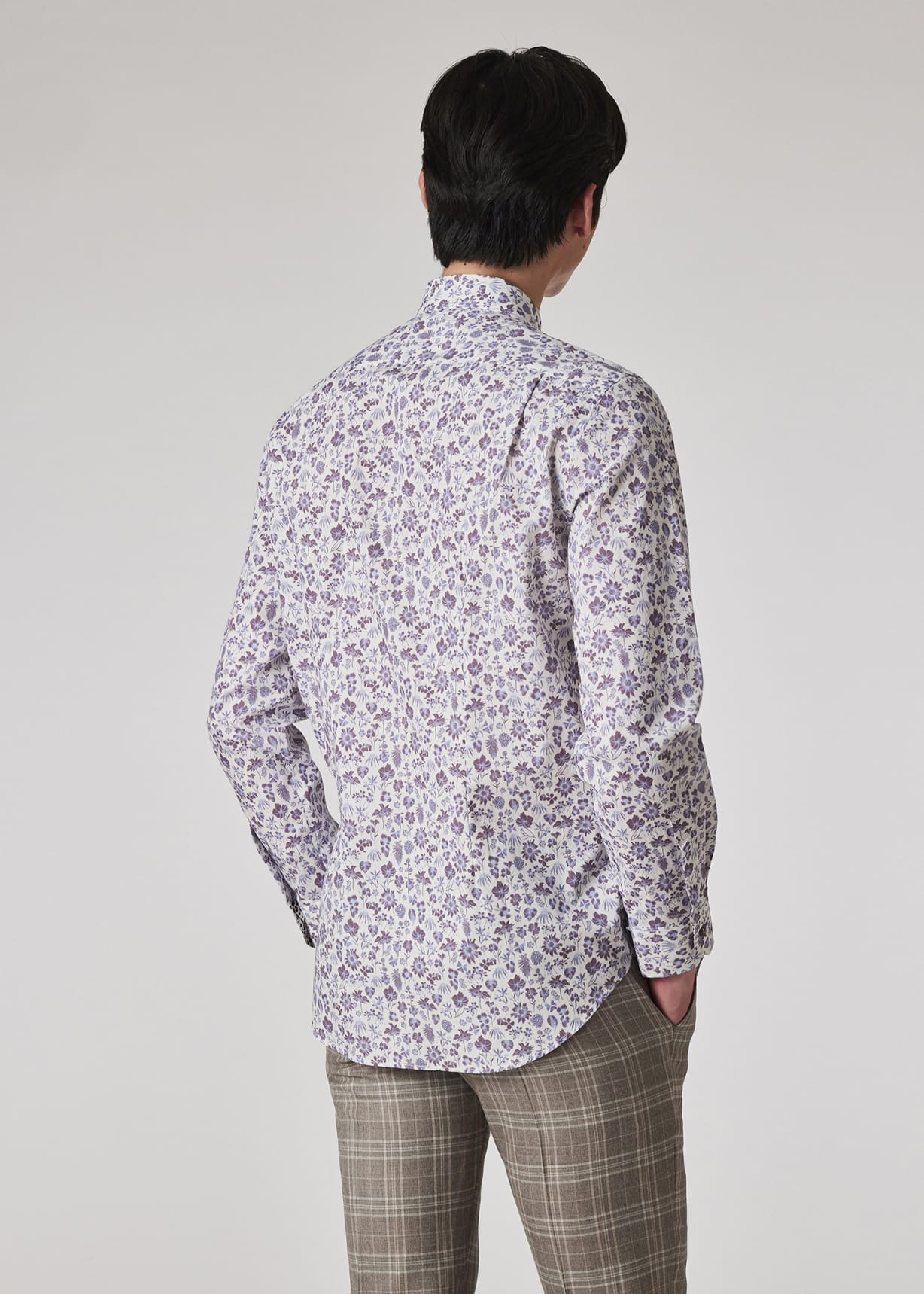 Model View - White Tailored-Fit 'Pencil Floral' Shirt Paul Smith