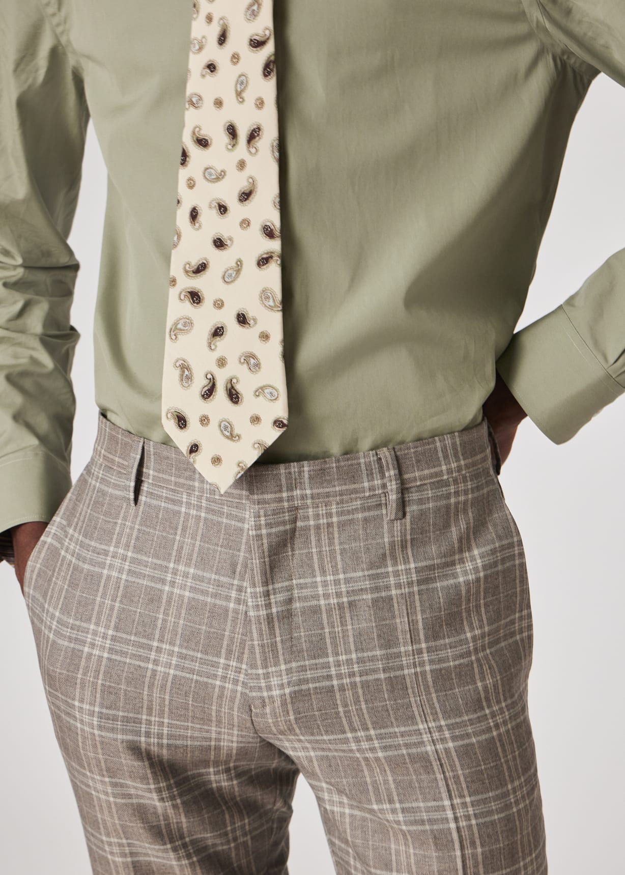 パンツ Paul Smith Regular Fit Check Pattern Pants With Contrasting Men's Slim-Fit Grey Check Wool Trousers