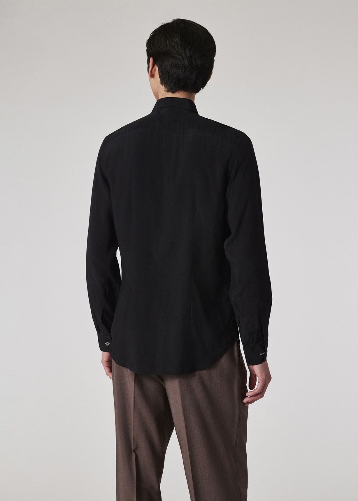Model view - Slim-Fit Black Viscose Shirt Paul Smith