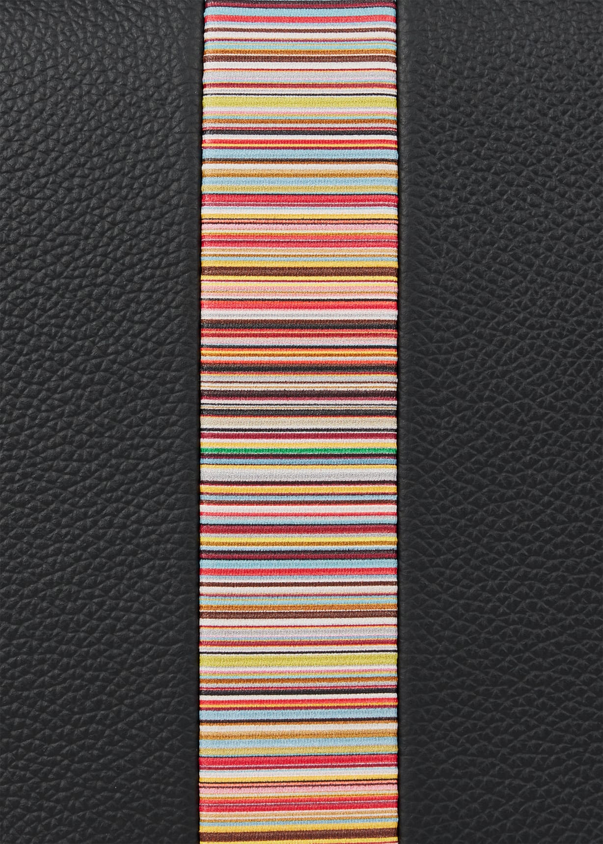 Black Leather 'Signature Stripe' Trim Messenger Bag