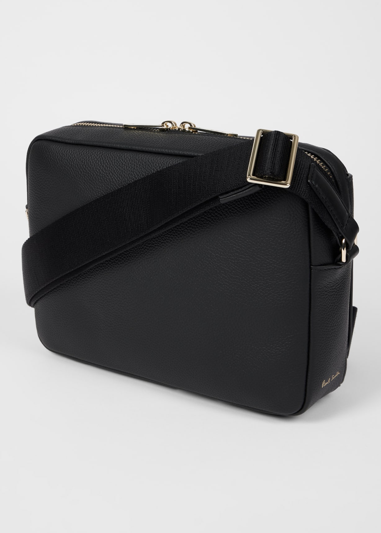 Men's Black Leather 'Signature Stripe' Trim Messenger Bag