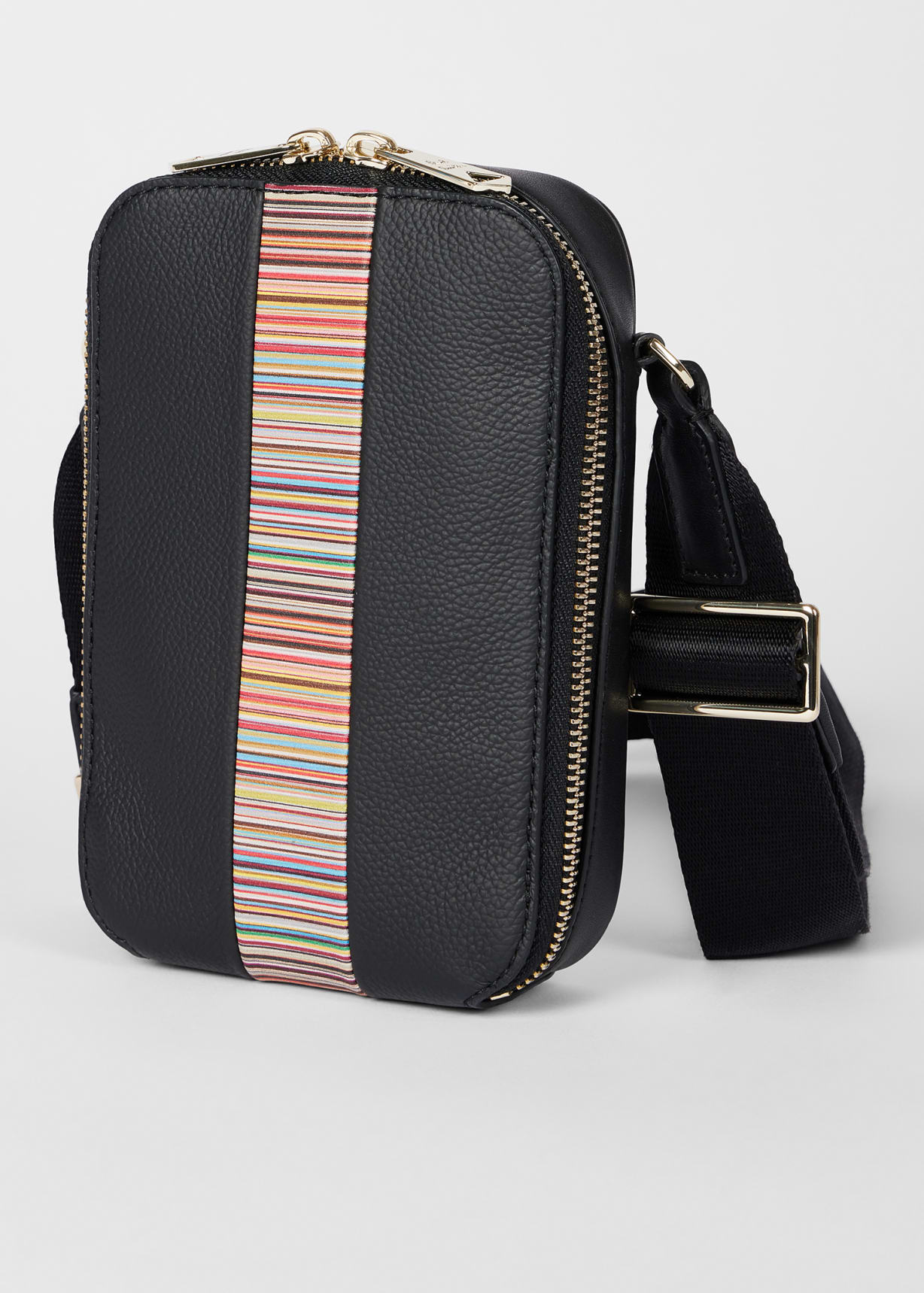 Men's Black Leather 'Signature Stripe' Trim Flight Bag