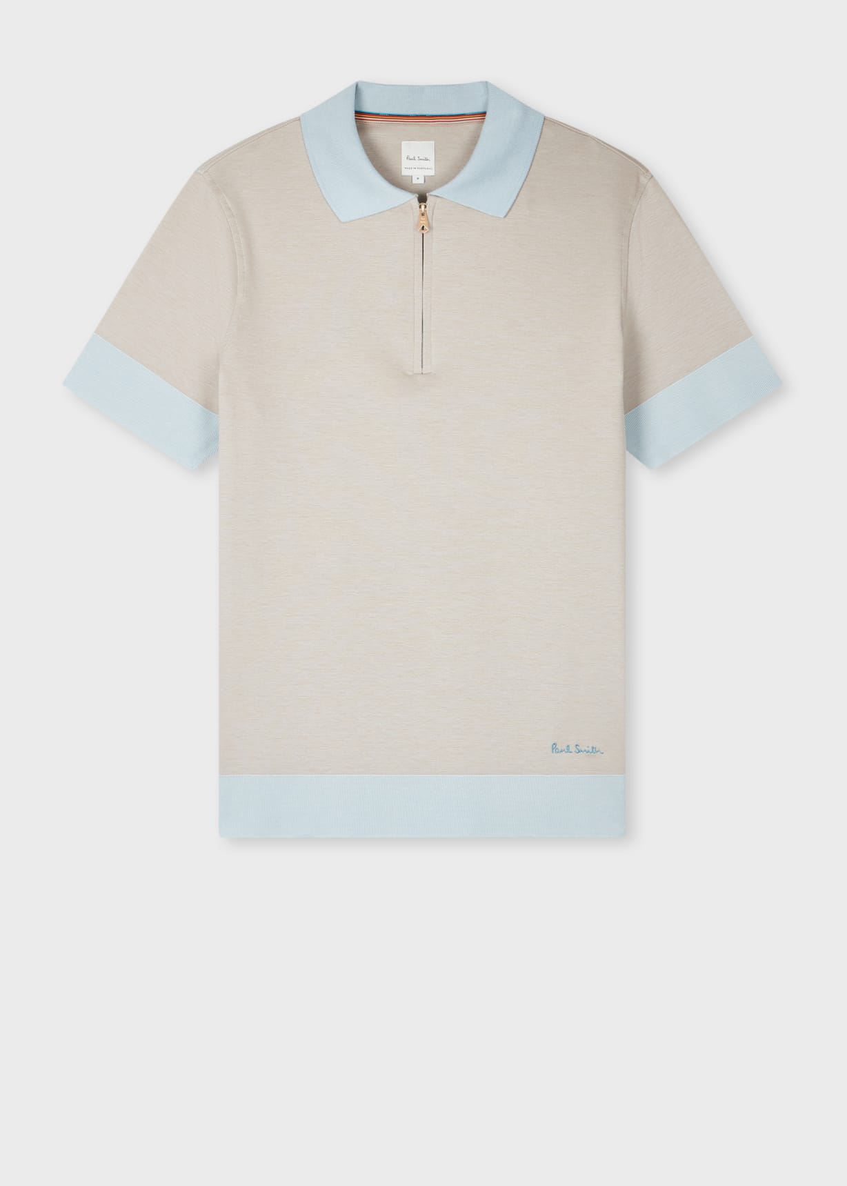 Product view - Light Blue And Grey Zip Polo Shirt Paul Smith