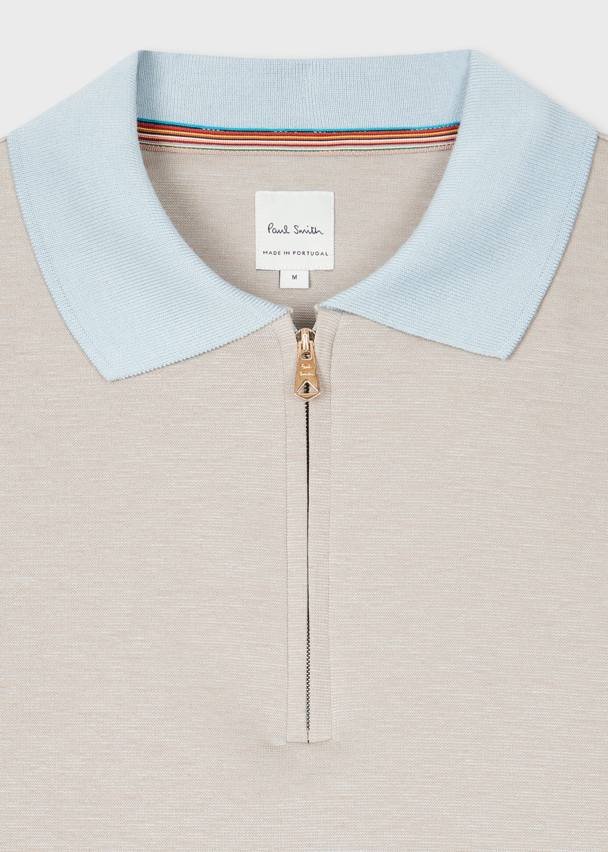Product view - Light Blue And Grey Zip Polo Shirt Paul Smith