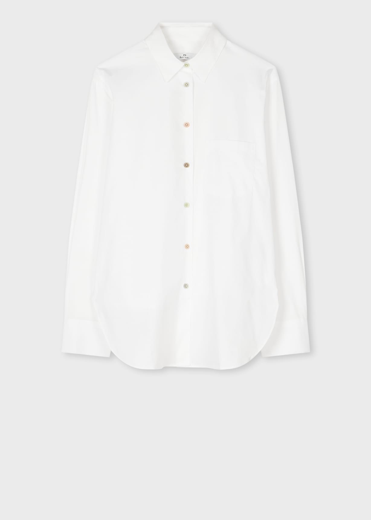 Women's White Relaxed-Fit Coloured Button Shirt