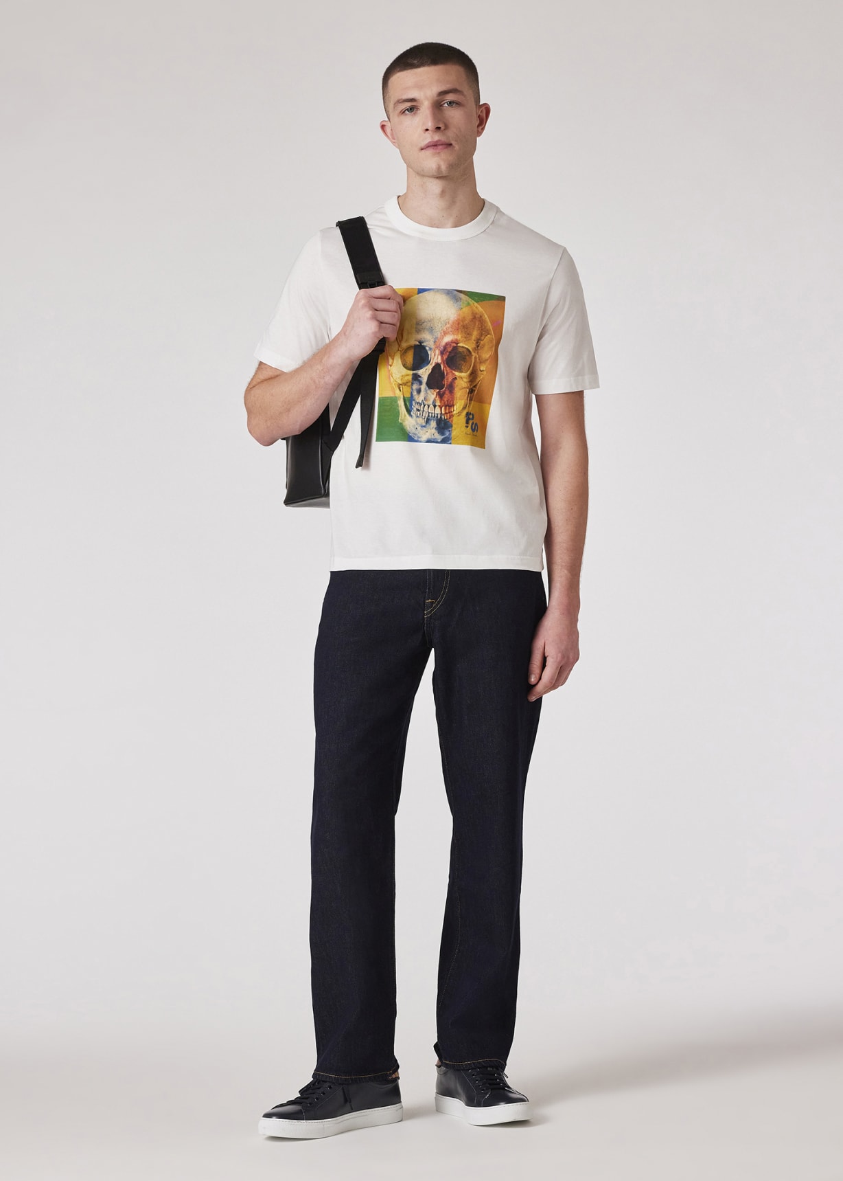 Men's White 'Skull Square' T-Shirt