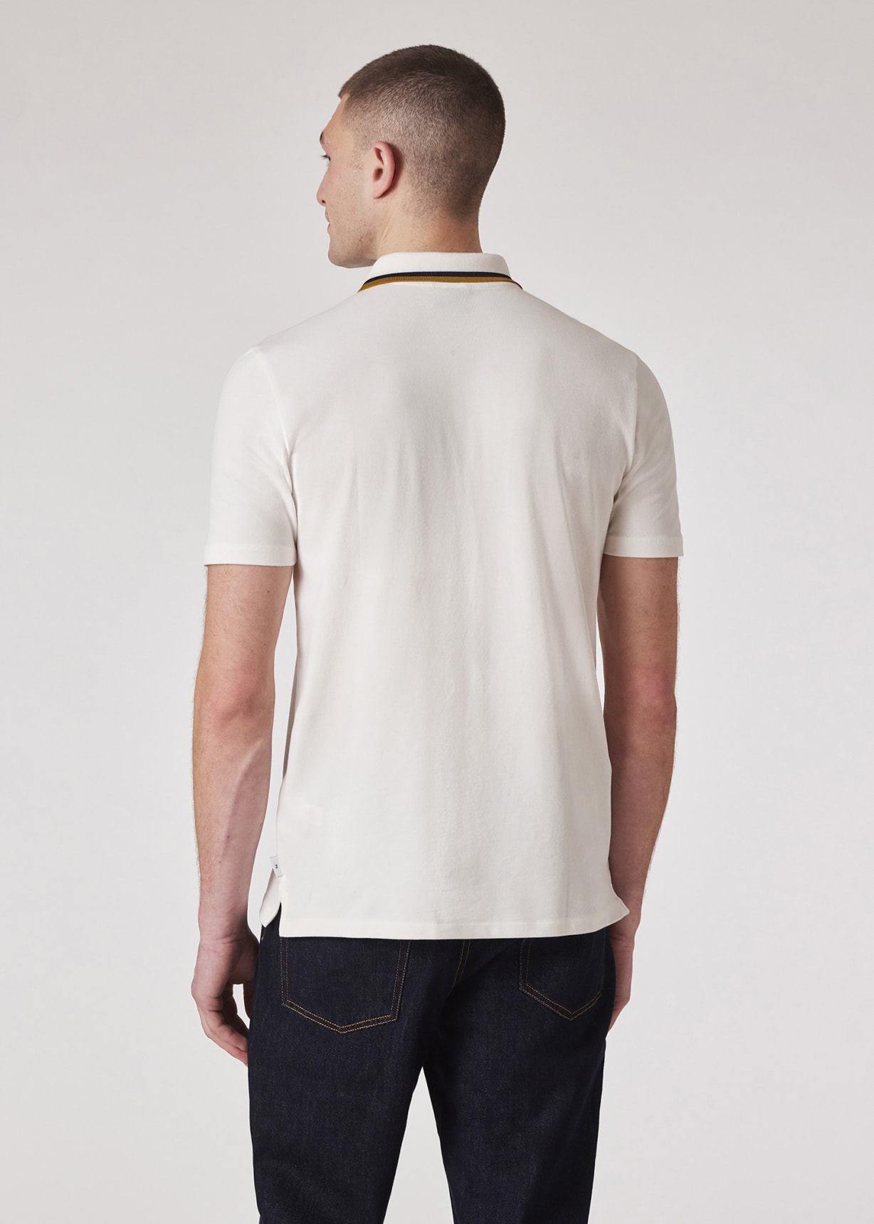 Model View - Ecru Zip-Neck Polo Shirt With Contrast Tipping Paul Smith