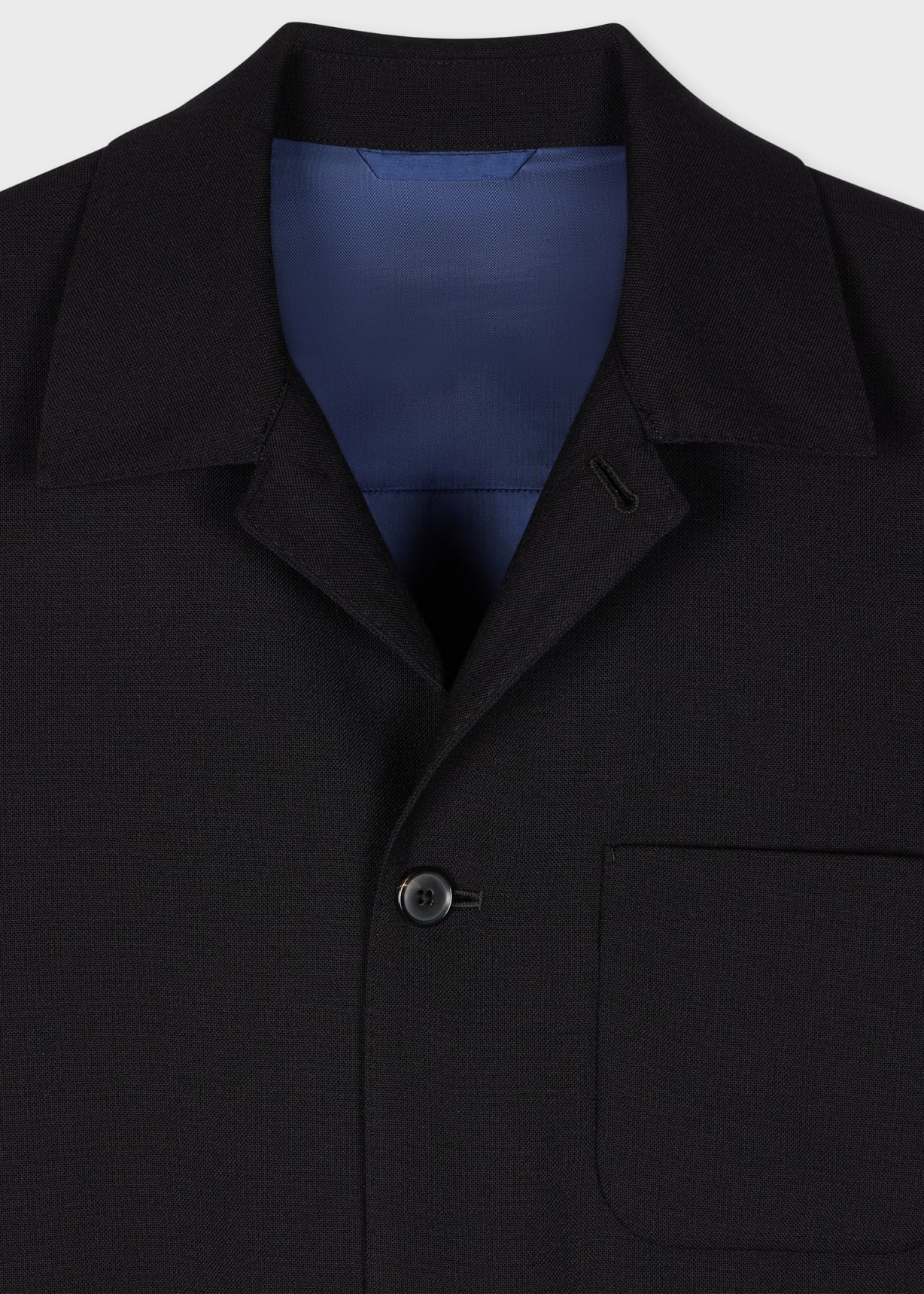 Men's Black Two-Ply Hopsack Wool Work Jacket