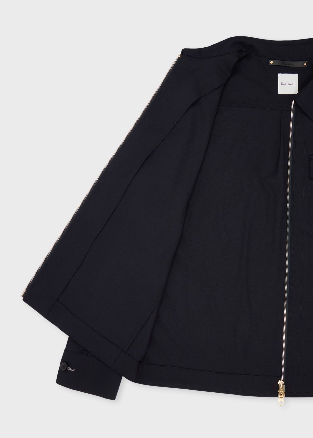 Men's Dark Navy Bi-Stretch Wool Zip Jacket