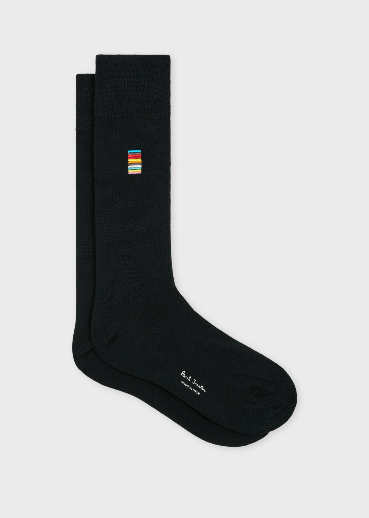 Men's Black Embroidered 'Signature Stripe' Socks