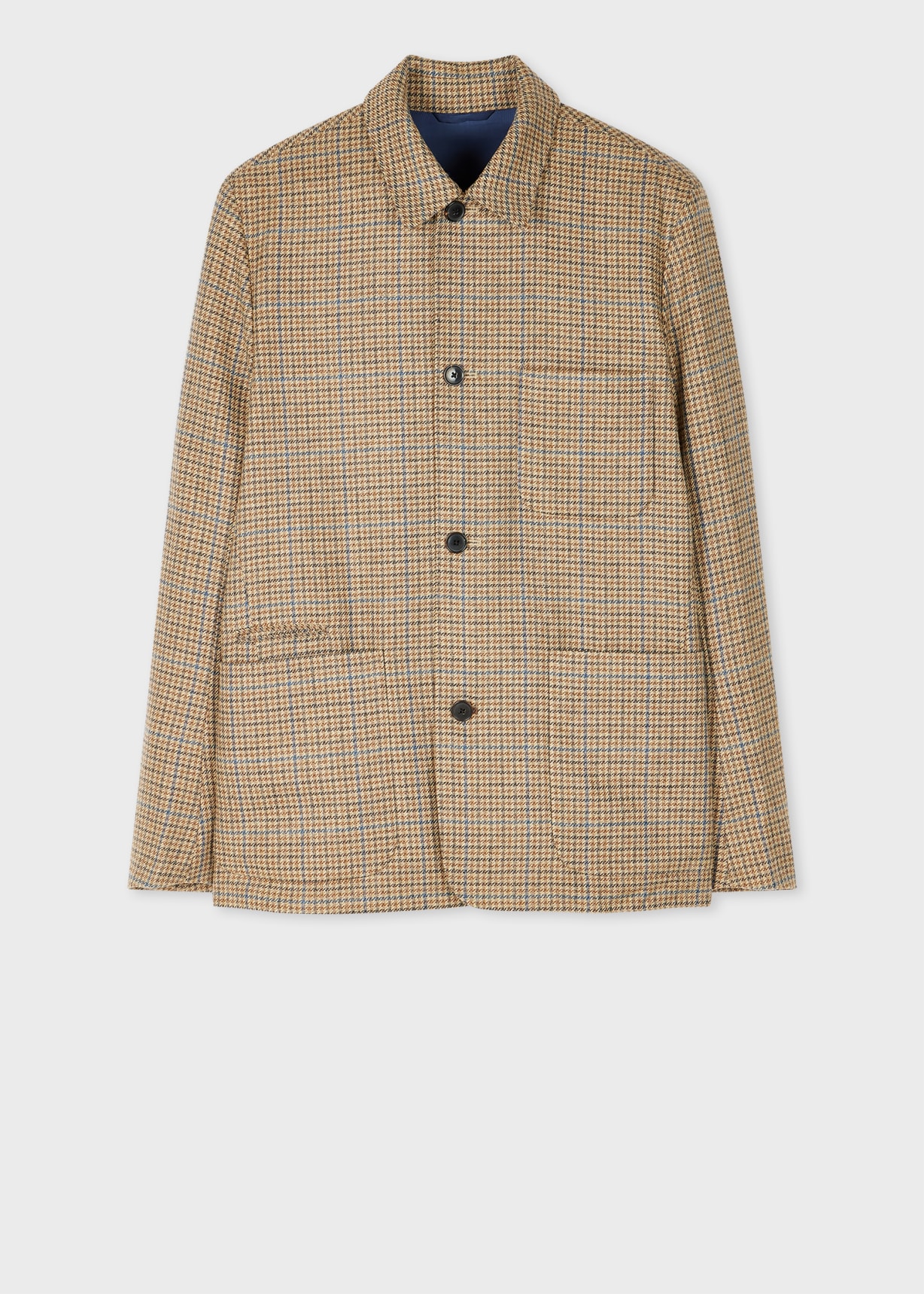 Men's Tan Houndstooth Wool Tweed Work Jacket