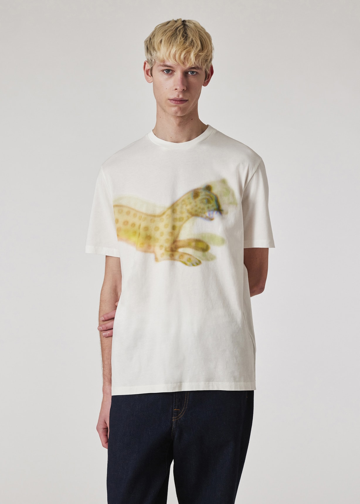 Men's White 'Leopard' Print T-Shirt