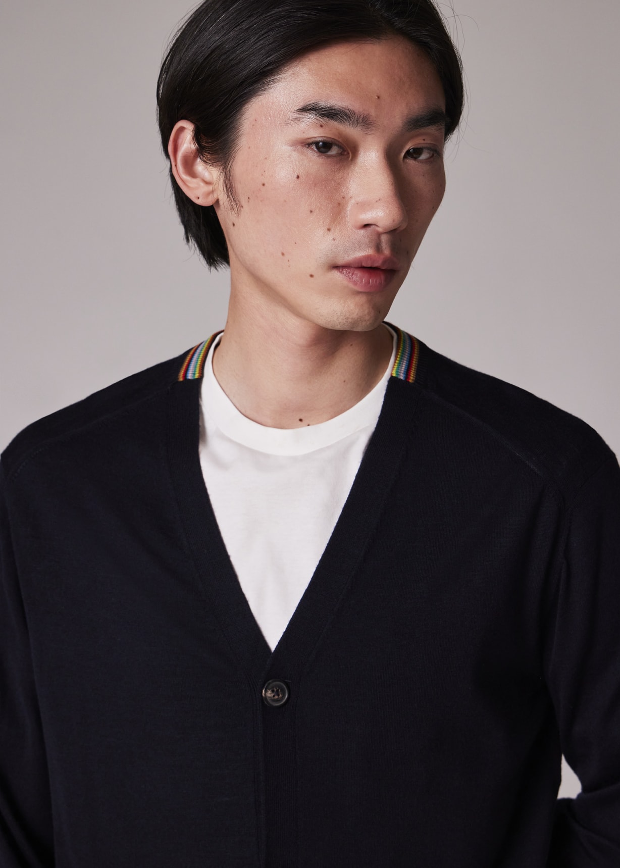Paul Smith ネイビー カーディガン Dark Navy Washable Wool 'Signature Stripe' Cardigan