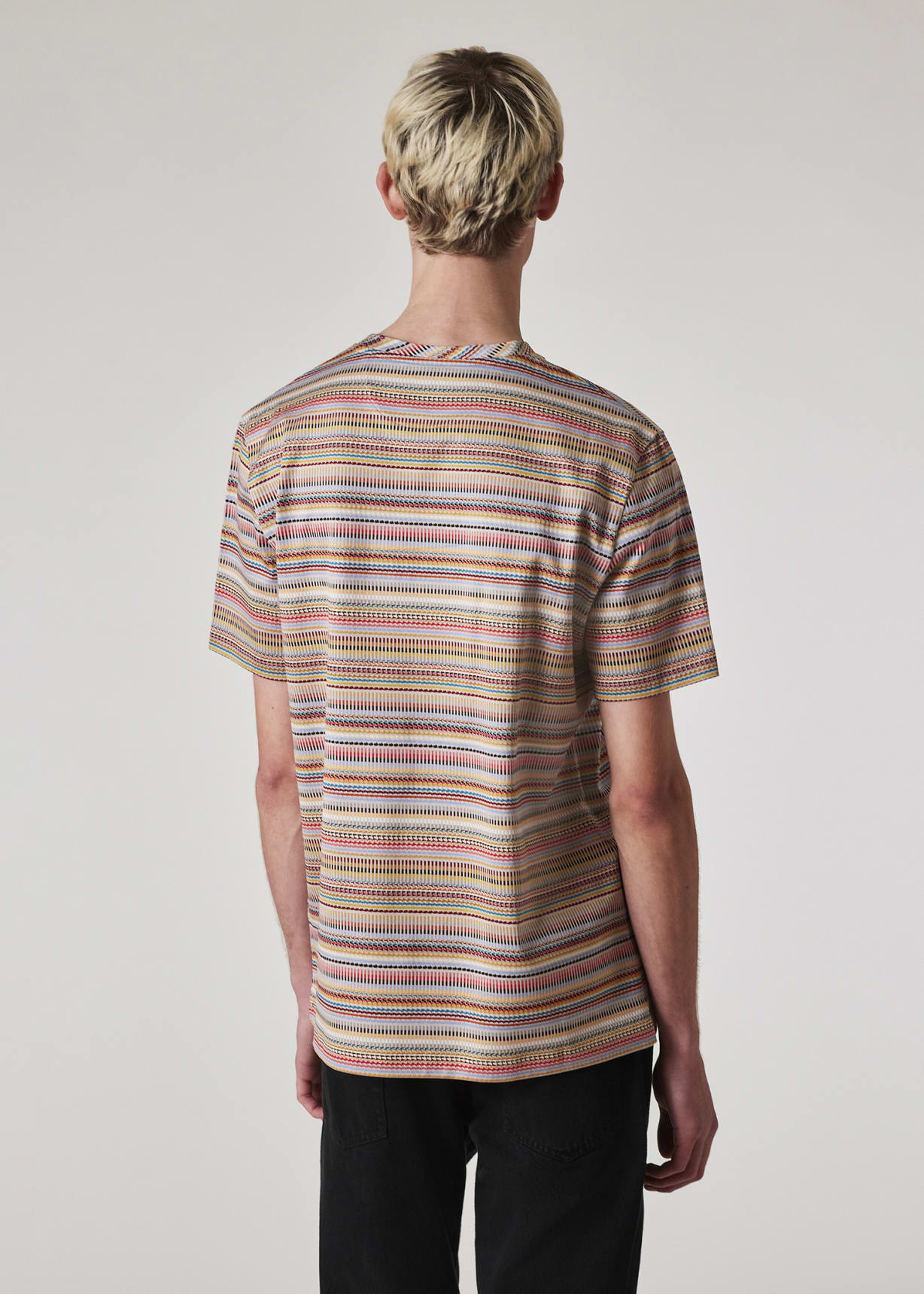 【関税&送料込】Paul Smith Striped T-Shirt Men's Blue And Orange Textured Stripe Knitted T-Shirt