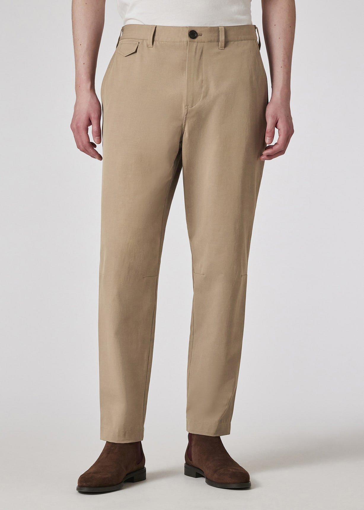 Men's Tan Cotton-Blend Stretch Chinos