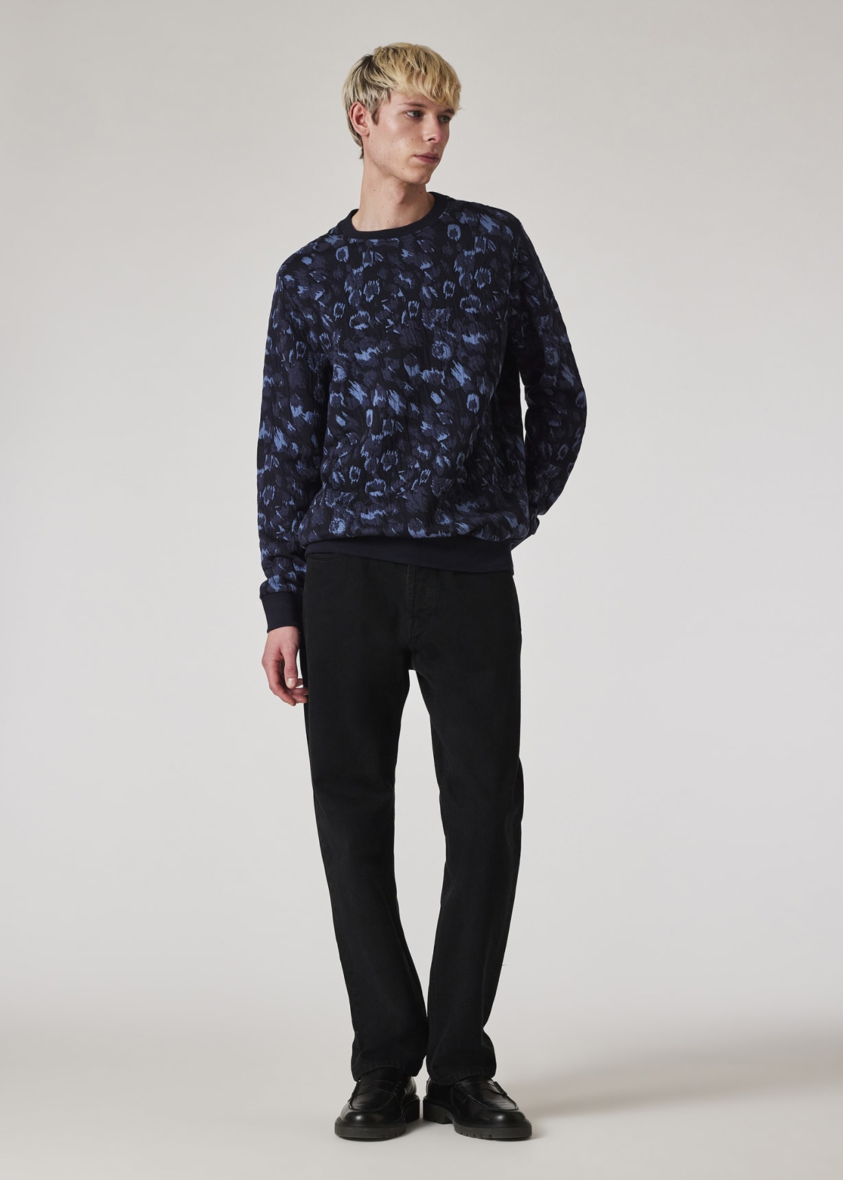 ディズニープリンセスのベビーグッズも大集合 Men's Navy Cotton And Wool-Blend Leopard Jacquard Sweatshirt スウェット