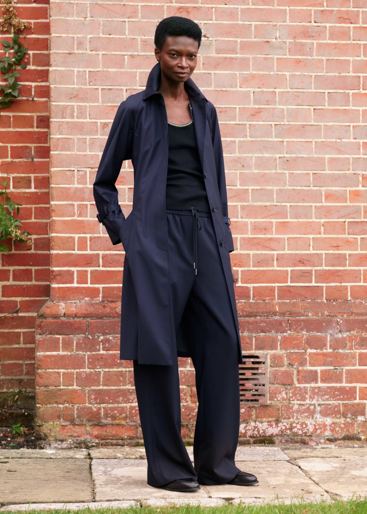 Digital View - Women's Navy 'Storm System Wool' Mac With Detachable Liner Paul Smith
