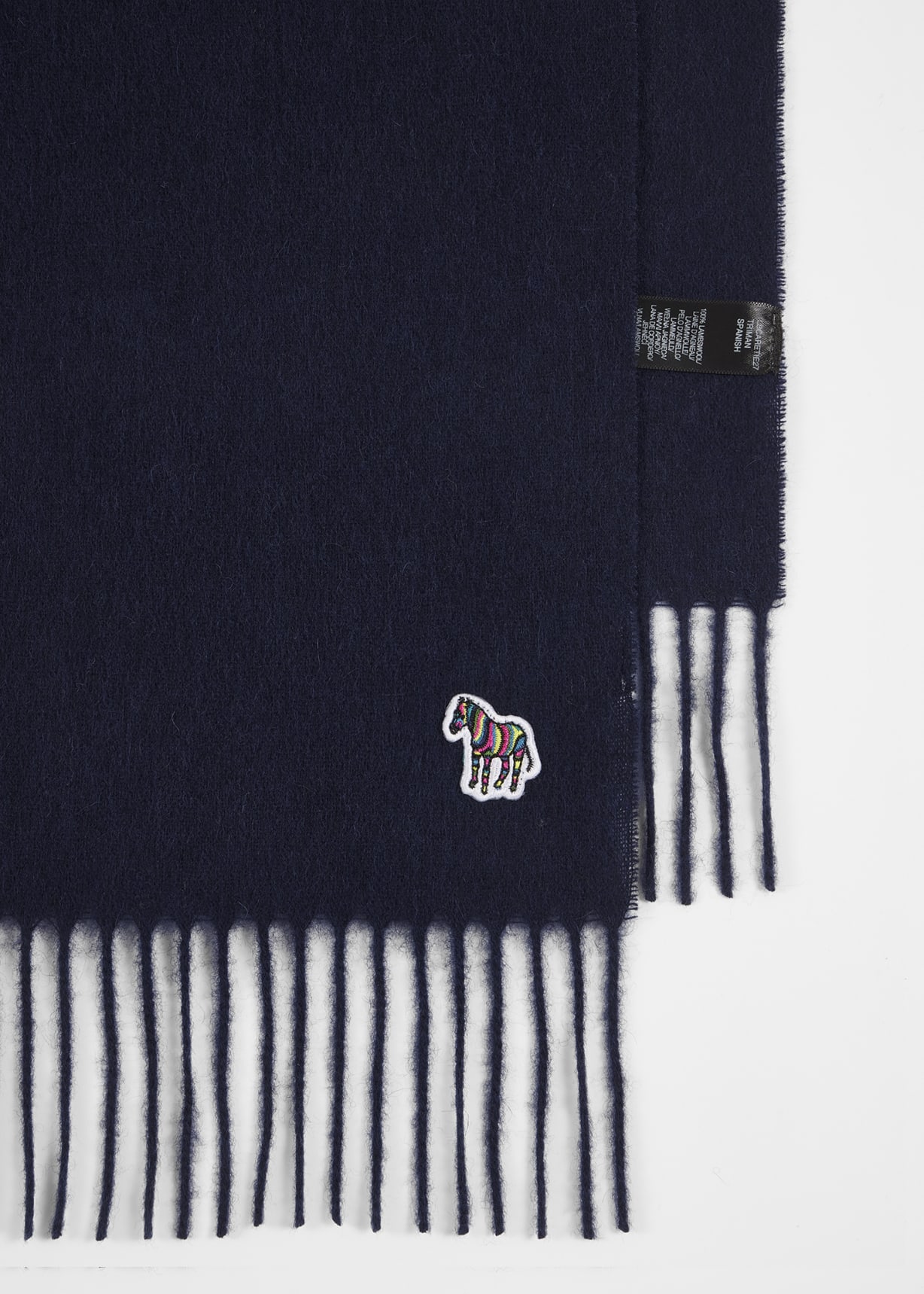 Men's Navy Lambswool Zebra Scarf