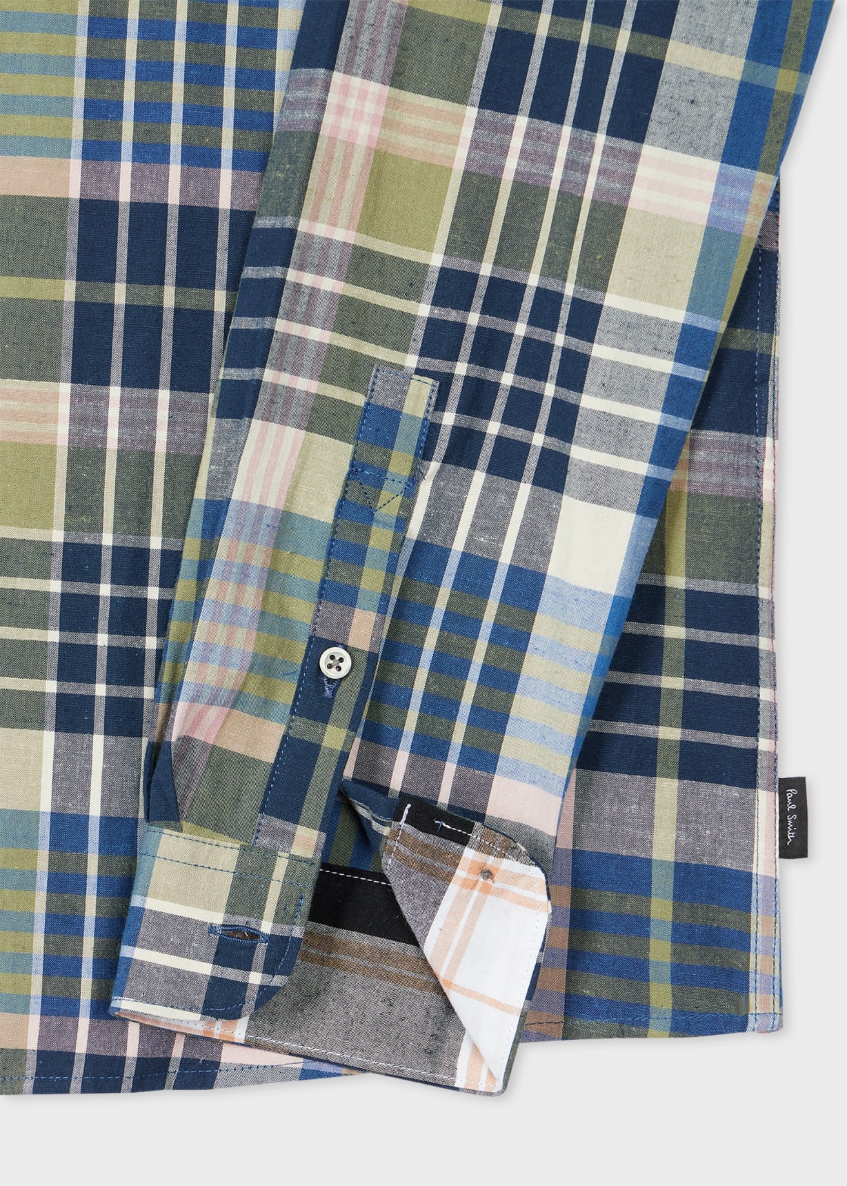 Detail View - Cotton-Blend Blue Check Shirt Paul Smith