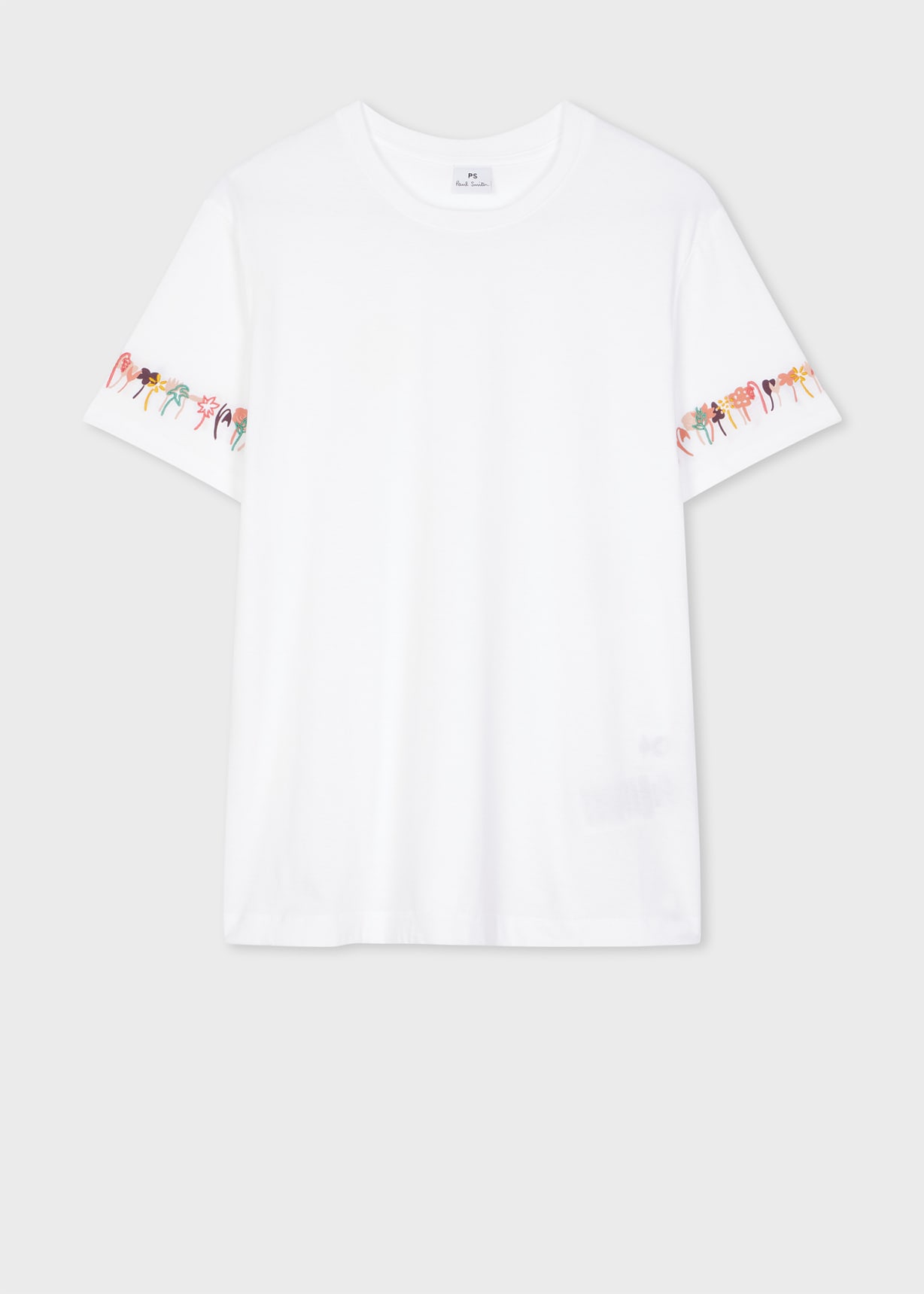 Front View - Women's Cotton White 'Embroidered Flowers' T-Shirt Paul Smith