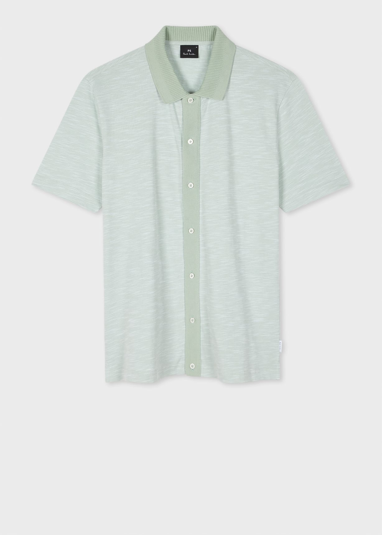 Men's Light Green Button-Front Polo Shirt