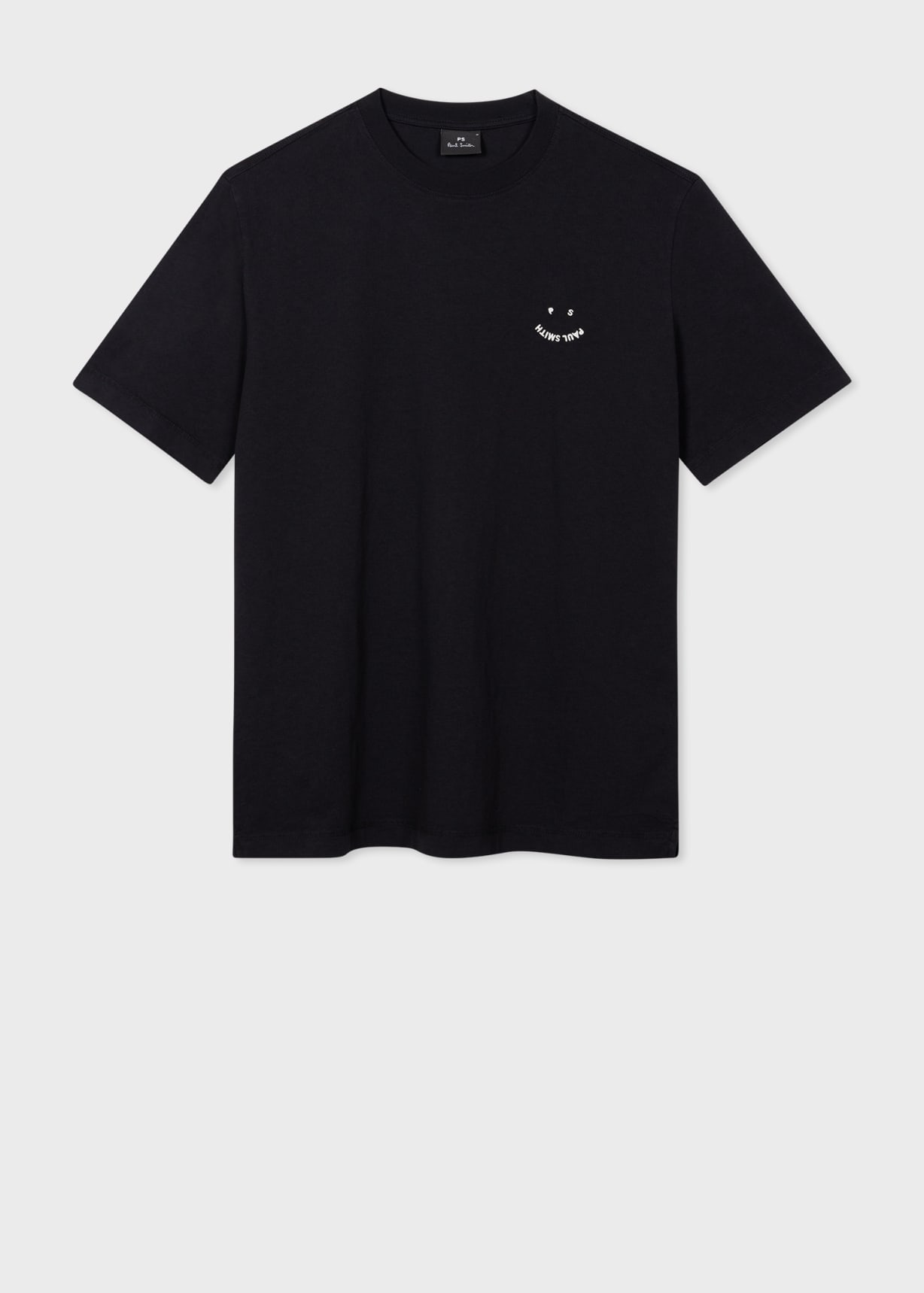 Product view - Black Embroidered 'Happy' T-Shirt
