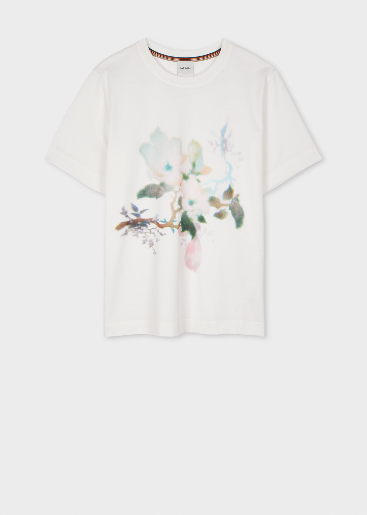 Front View - Women's White 'Lens Blur Botanical' T-Shirt Paul Smith