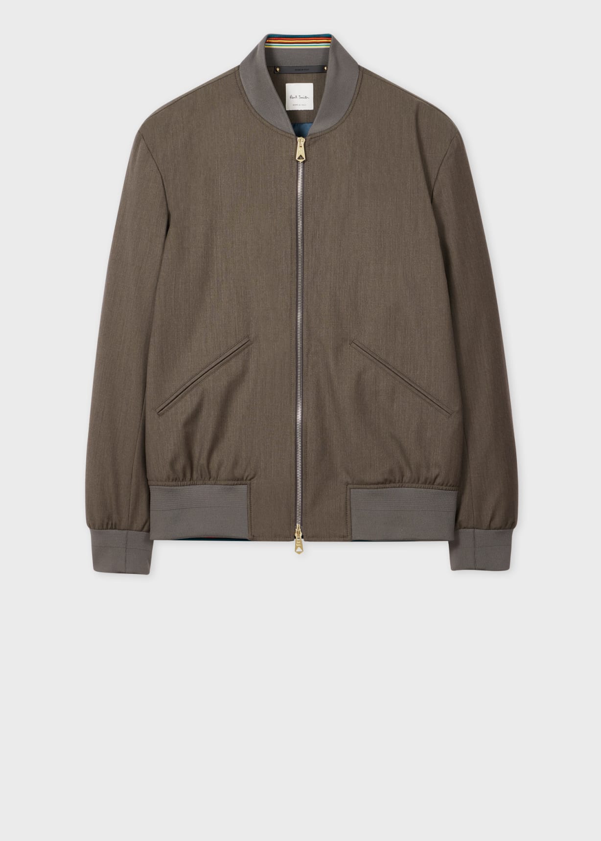 ジャケットその他 PAUL SMITH Men Jacket M1R383Z P02611 68 BROWN Men's Grey Melange 'Storm System' Wool Bomber Jacket