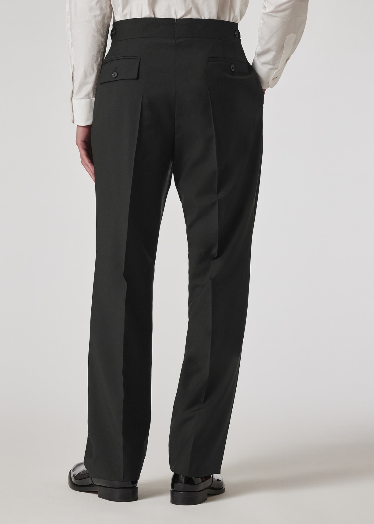Model view - Black Wool-Mohair Pleat Front Trousers