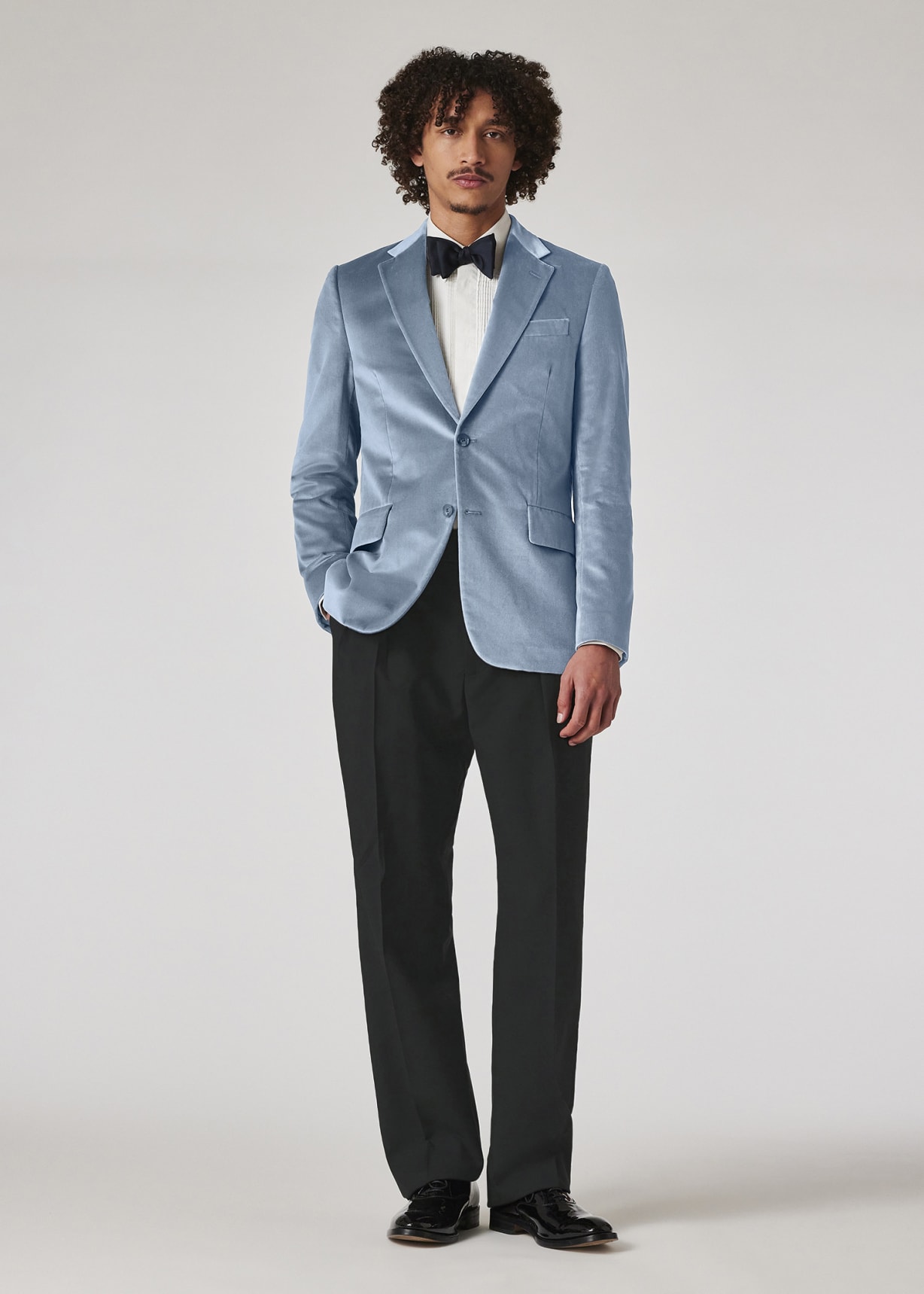 Model view - Black Wool-Mohair Pleat Front Trousers