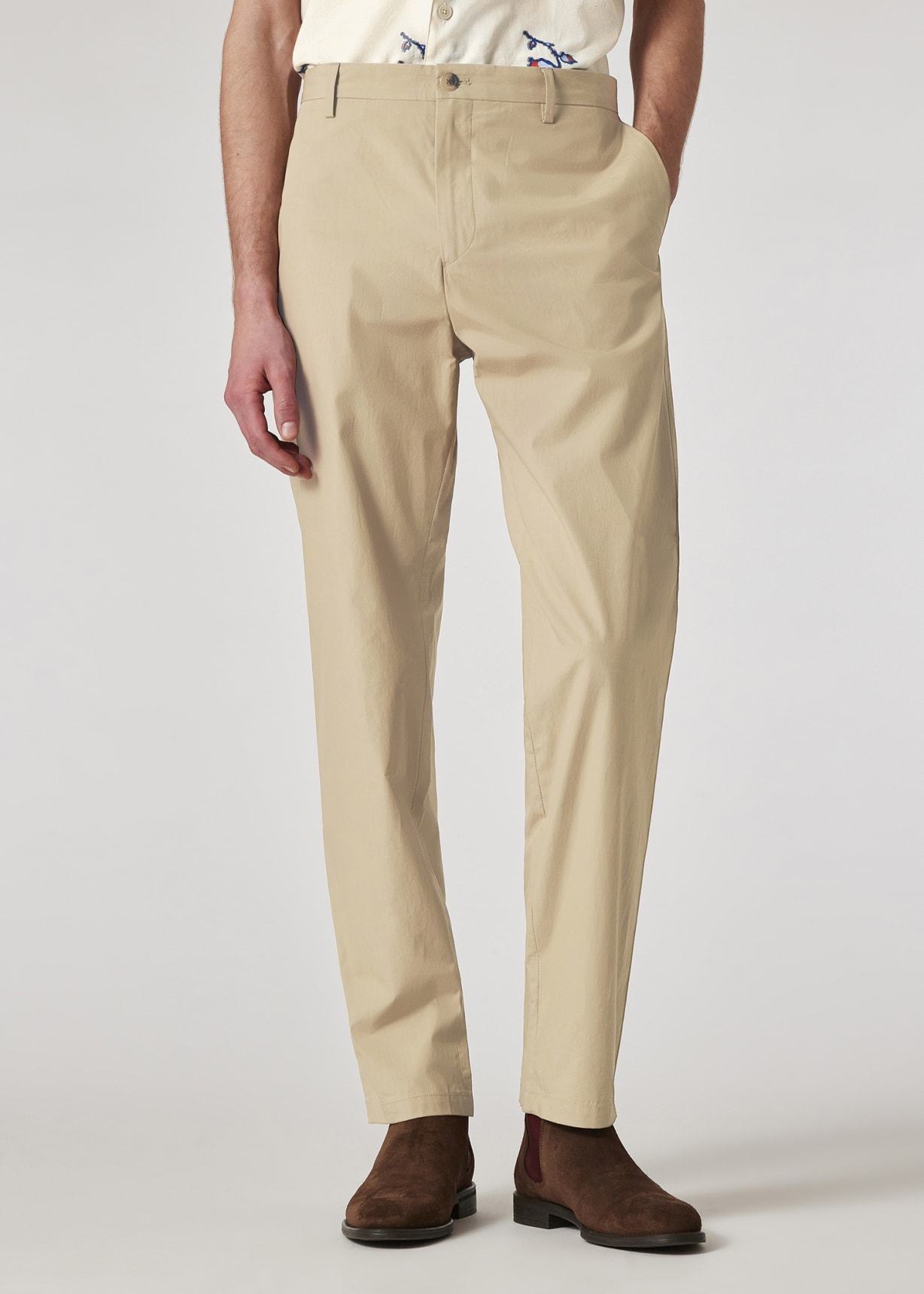 Model view - Sand Cotton Poplin Chinos Paul Smith