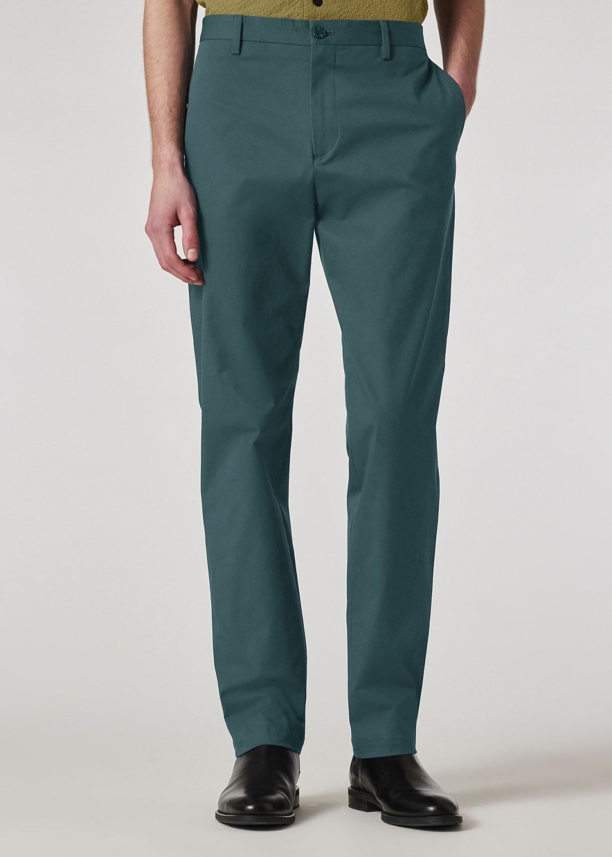 Model view - Petrol Blue Fine Cotton-Twill Chinos Paul Smith