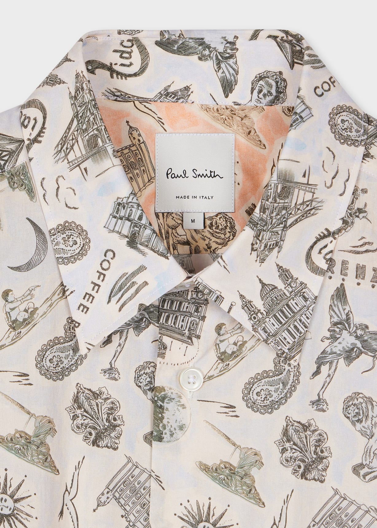 Detail View - Blue Cotton Long-Sleeve 'Souvenir' Shirt Paul Smith