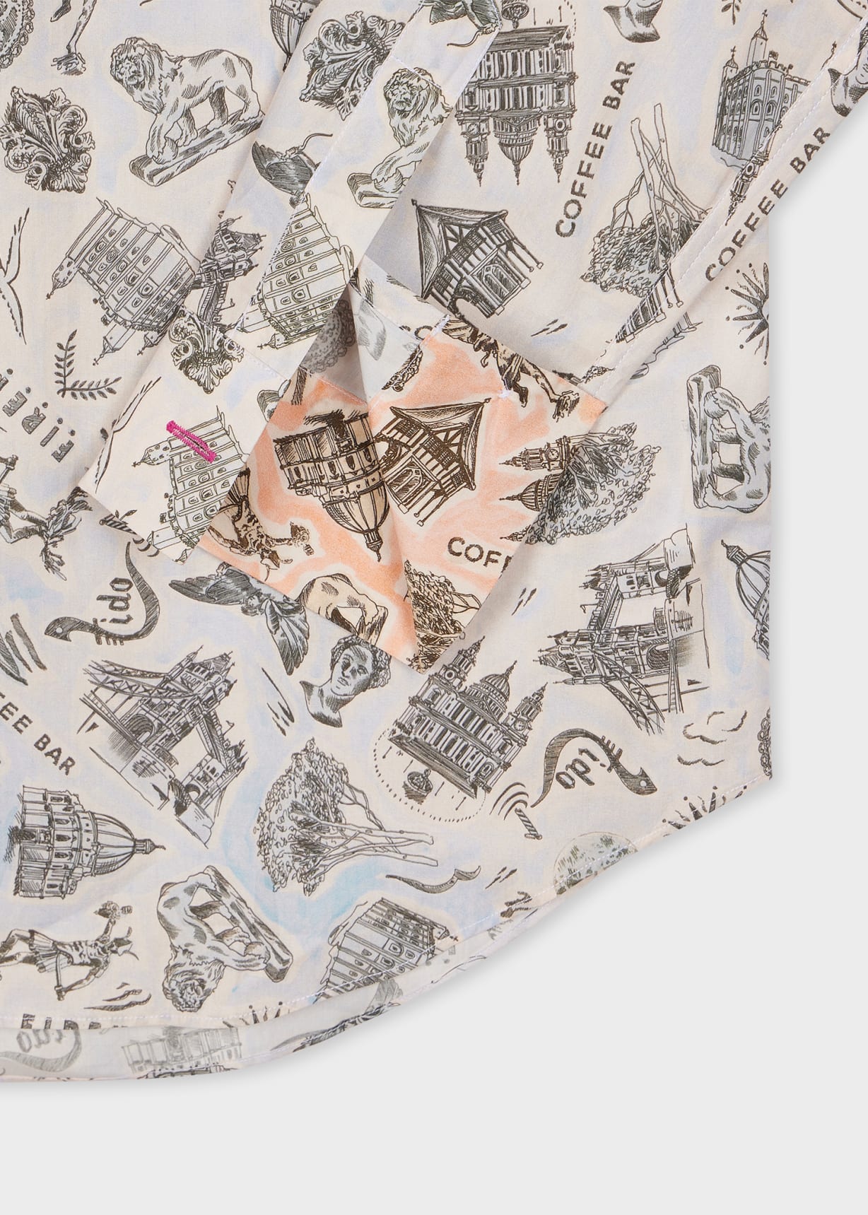 Detail View - Blue Cotton Long-Sleeve 'Souvenir' Shirt Paul Smith