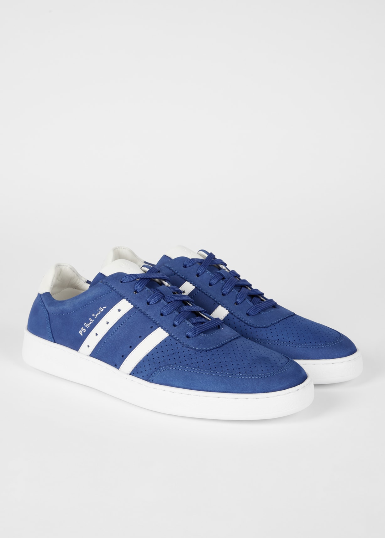 Detail View - Cobalt Blue Leather 'Birch' Trainers Paul Smith