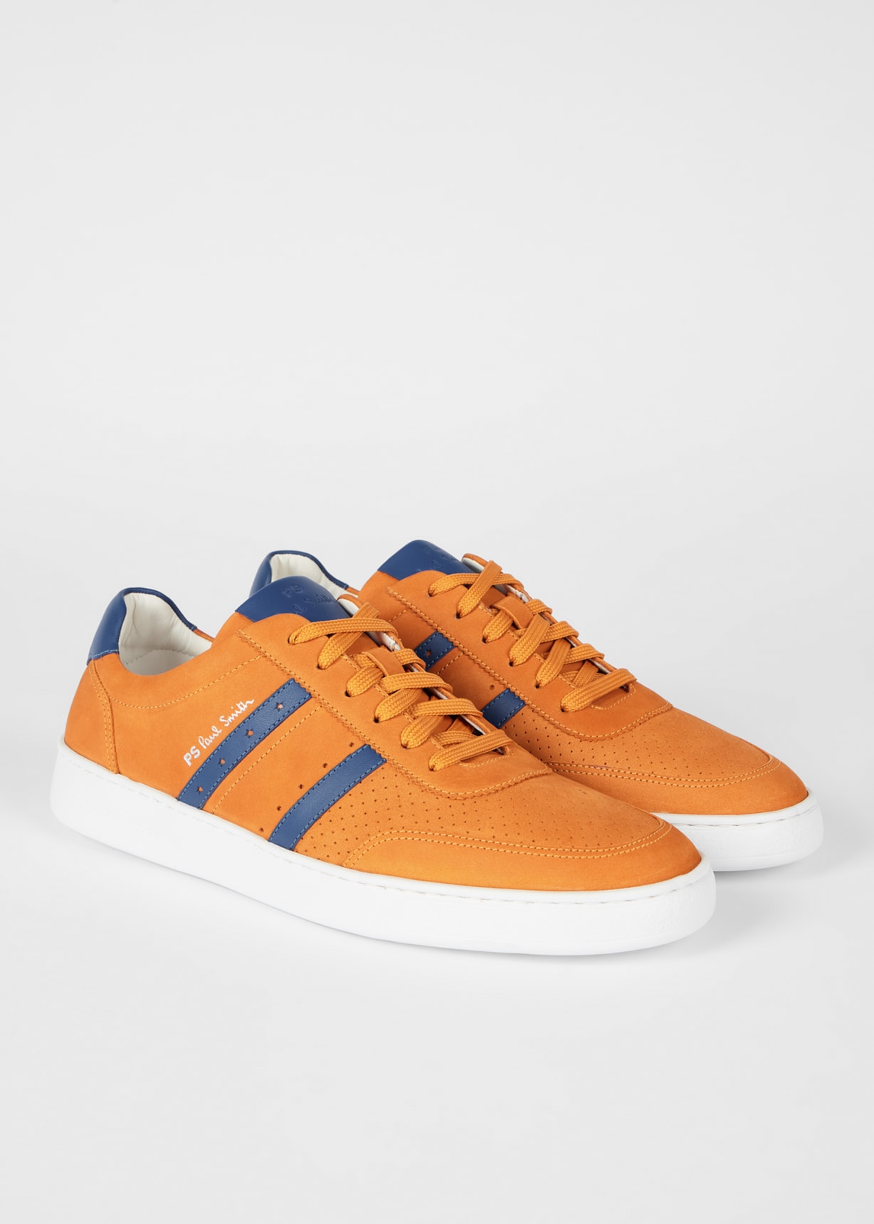 Detail View - Orange Leather 'Birch' Trainers Paul Smith