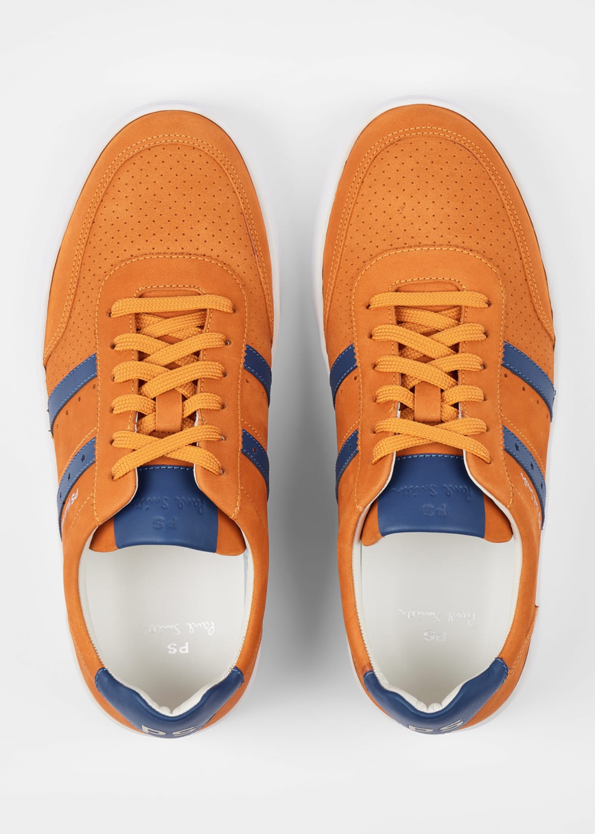 Detail View - Orange Leather 'Birch' Trainers Paul Smith