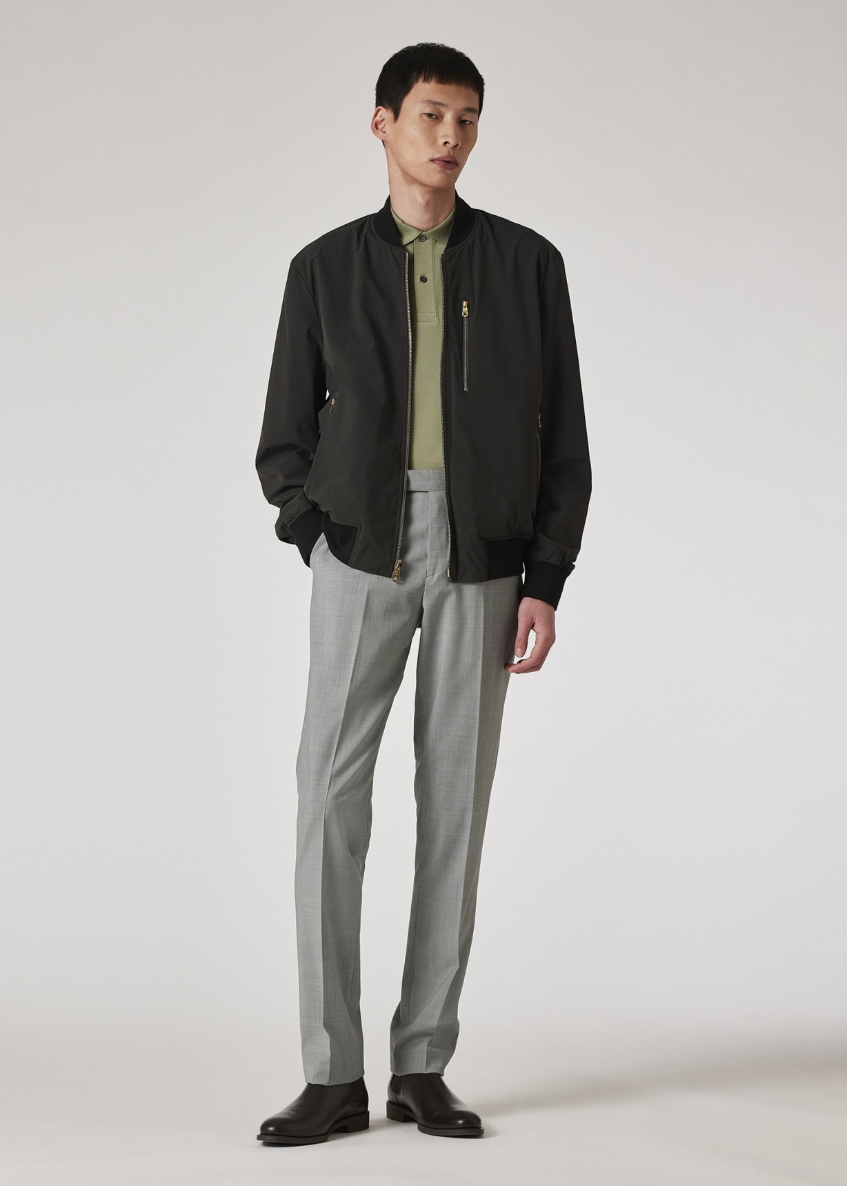 ジャケット・アウター Paul Smith Men's Grey Bi-Stretch Wool Reversible Bomber Jacket