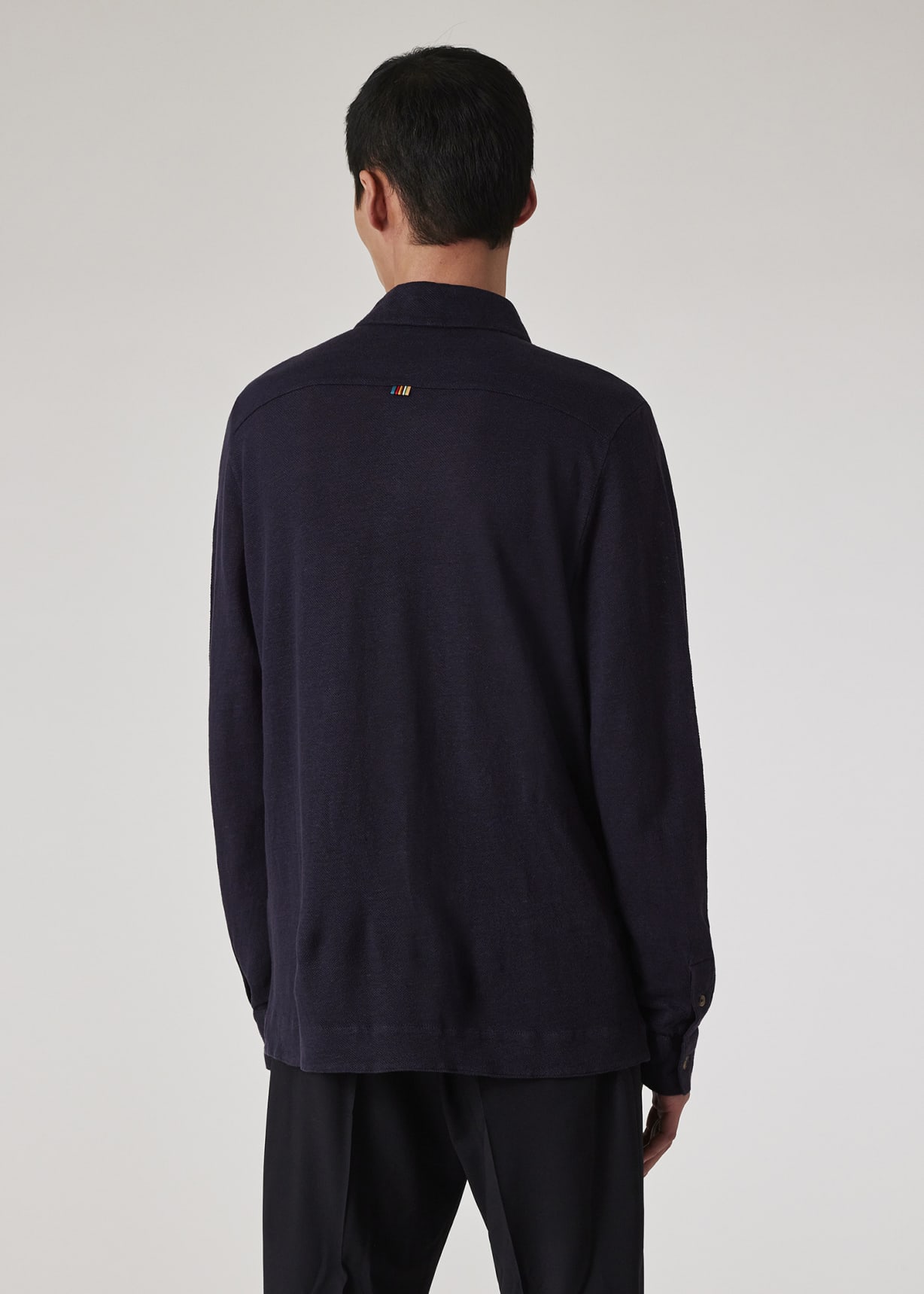 Model view - Navy Linen Piqué Shirt Paul Smith