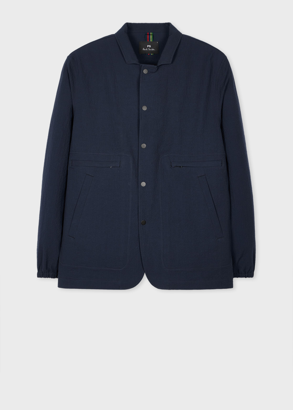 Product view - Navy Stretch-Cotton Seersucker Jacket