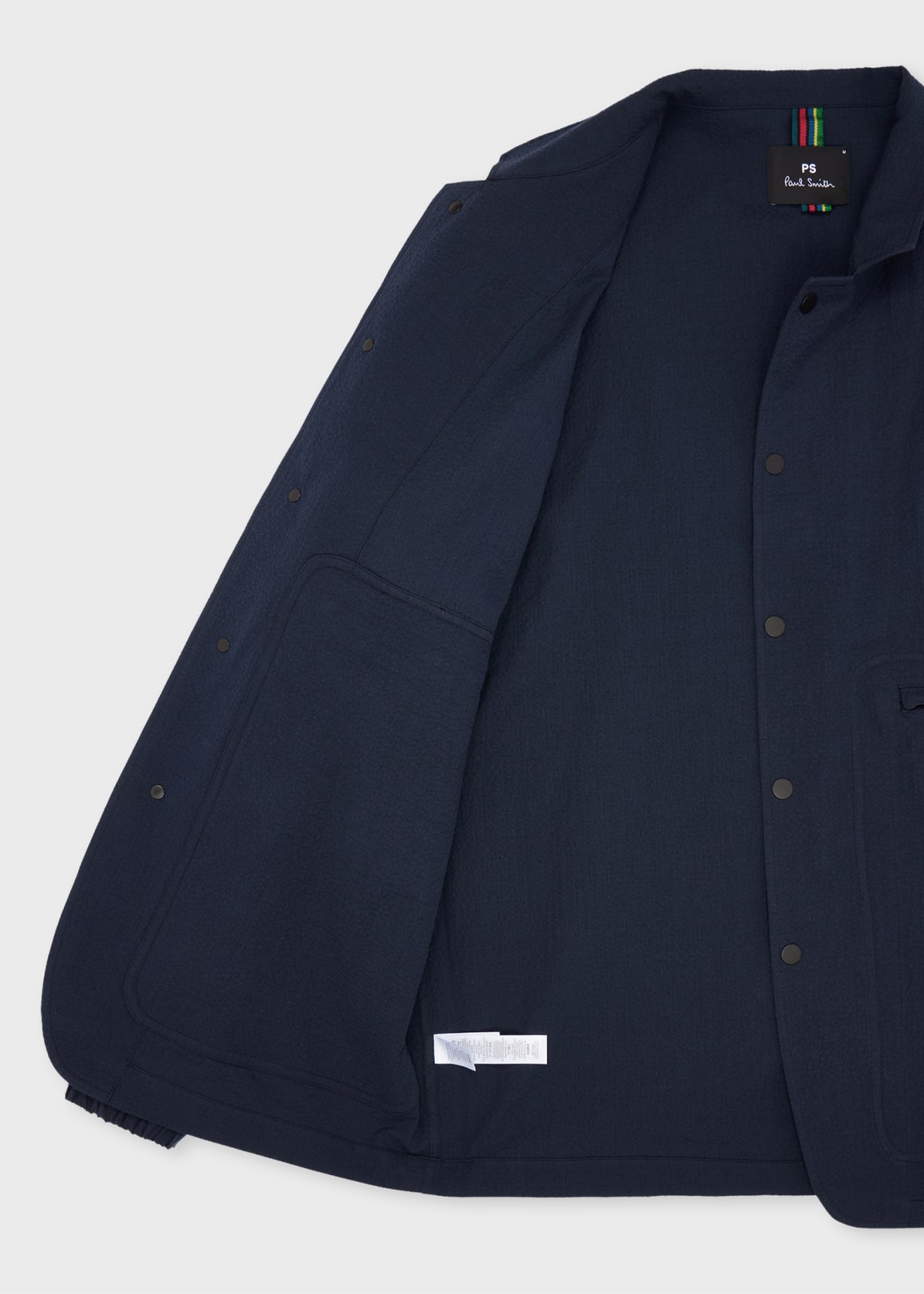 Navy Stretch-Cotton Seersucker Jacket