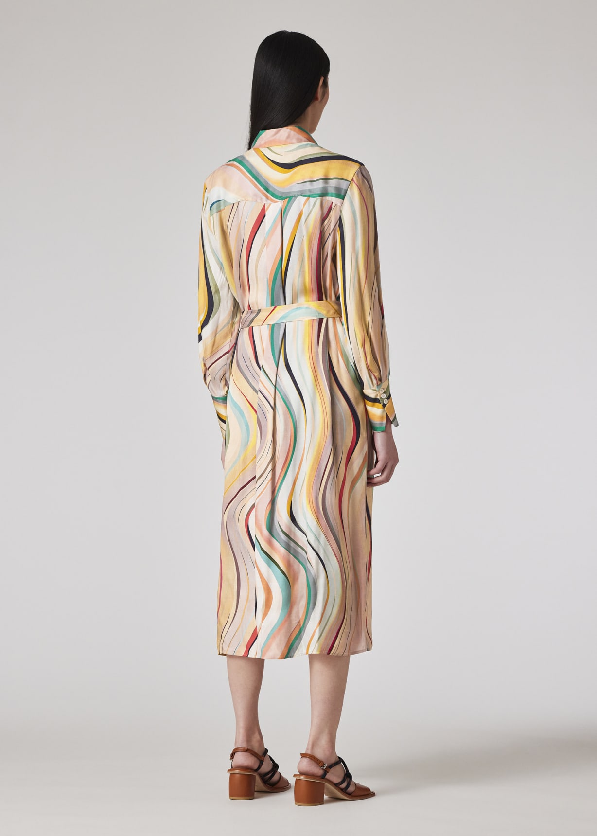 Model View - Women's 'Dusky Swirl' Shirt Dress Paul Smith